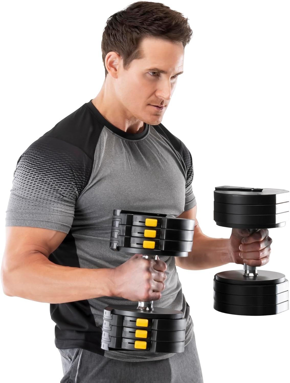 Marcy Adjustable Dumbbell System – 6-in-1 Free Weights for Home Gym, 50 lbs Single or 100 lbs Pair Options for Strength Training(100lb  Set of 2)