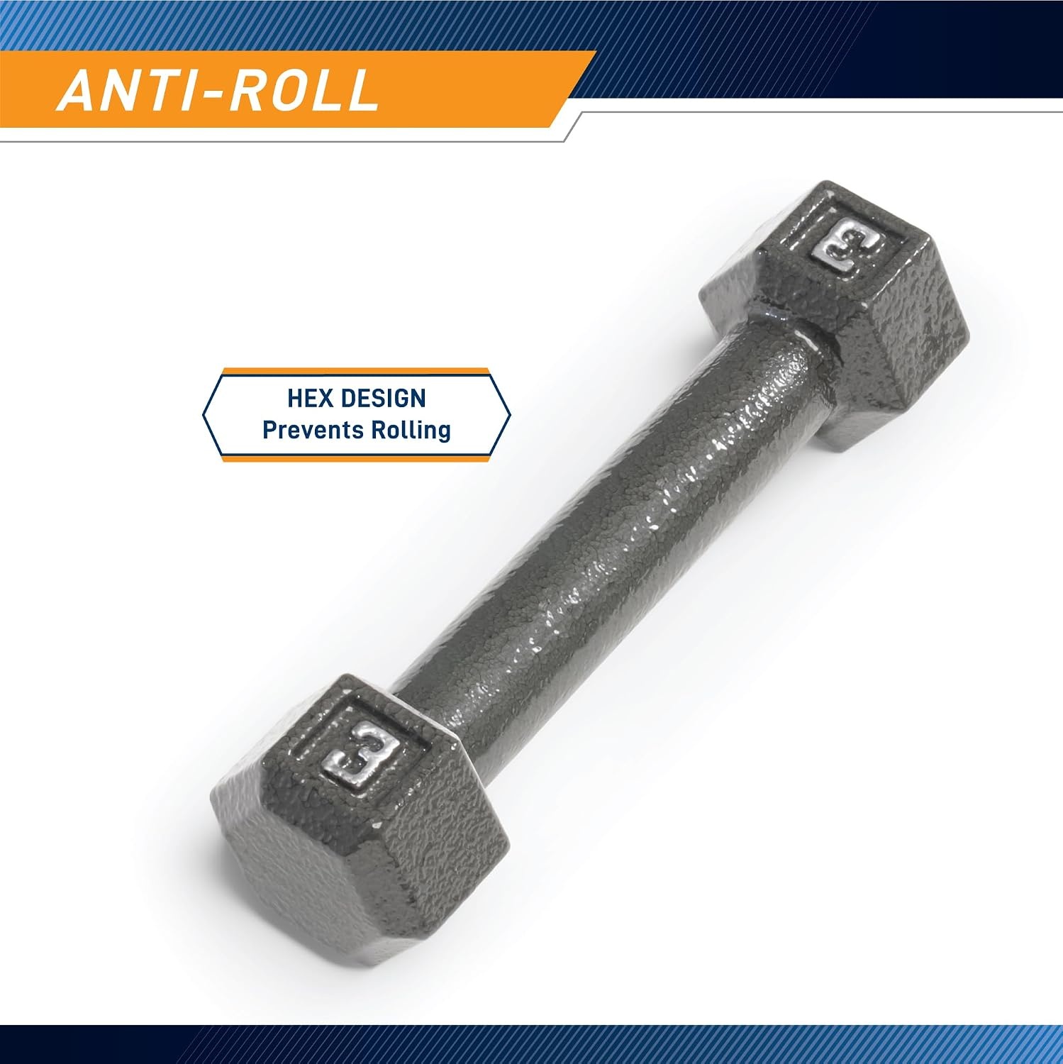 Marcy Cast Iron Hex Dumbbells Collection – Available size from 3-lb to 100-lb, SOLD INDIVIDUALLY(3lbs)