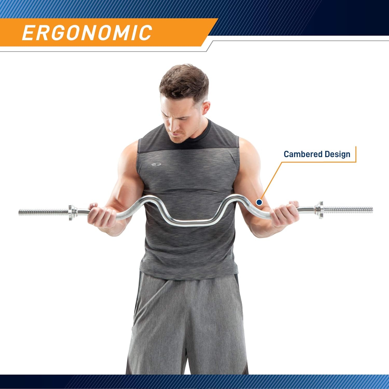Marcy 1 inch Standard Curl Bar with Spin-Lock Collars Weightlifting Strength Training Home Gym Accessory for Triceps and Biceps(One-Piece)