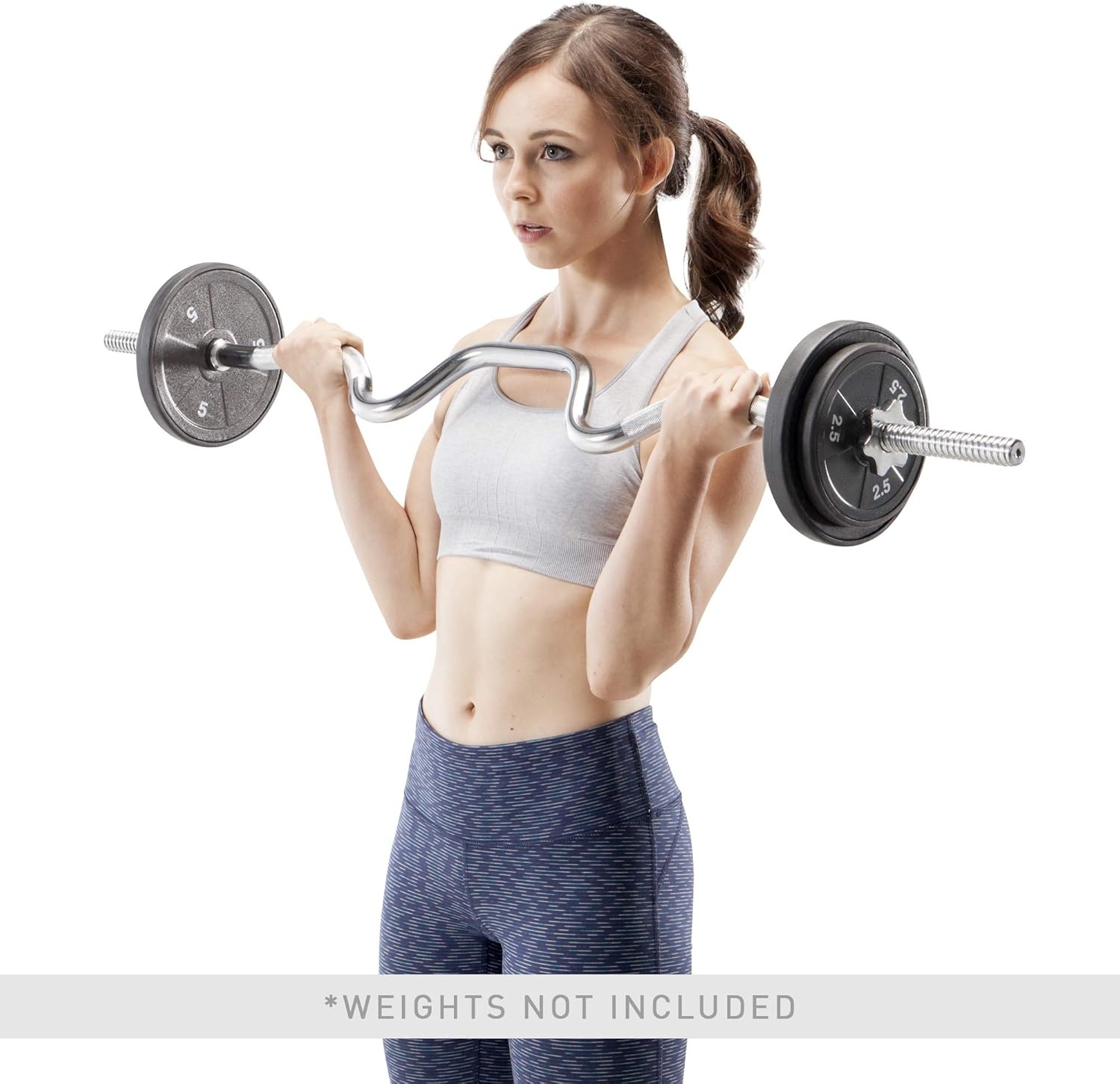 Marcy 1 inch Standard Curl Bar with Spin-Lock Collars Weightlifting Strength Training Home Gym Accessory for Triceps and Biceps(One-Piece)