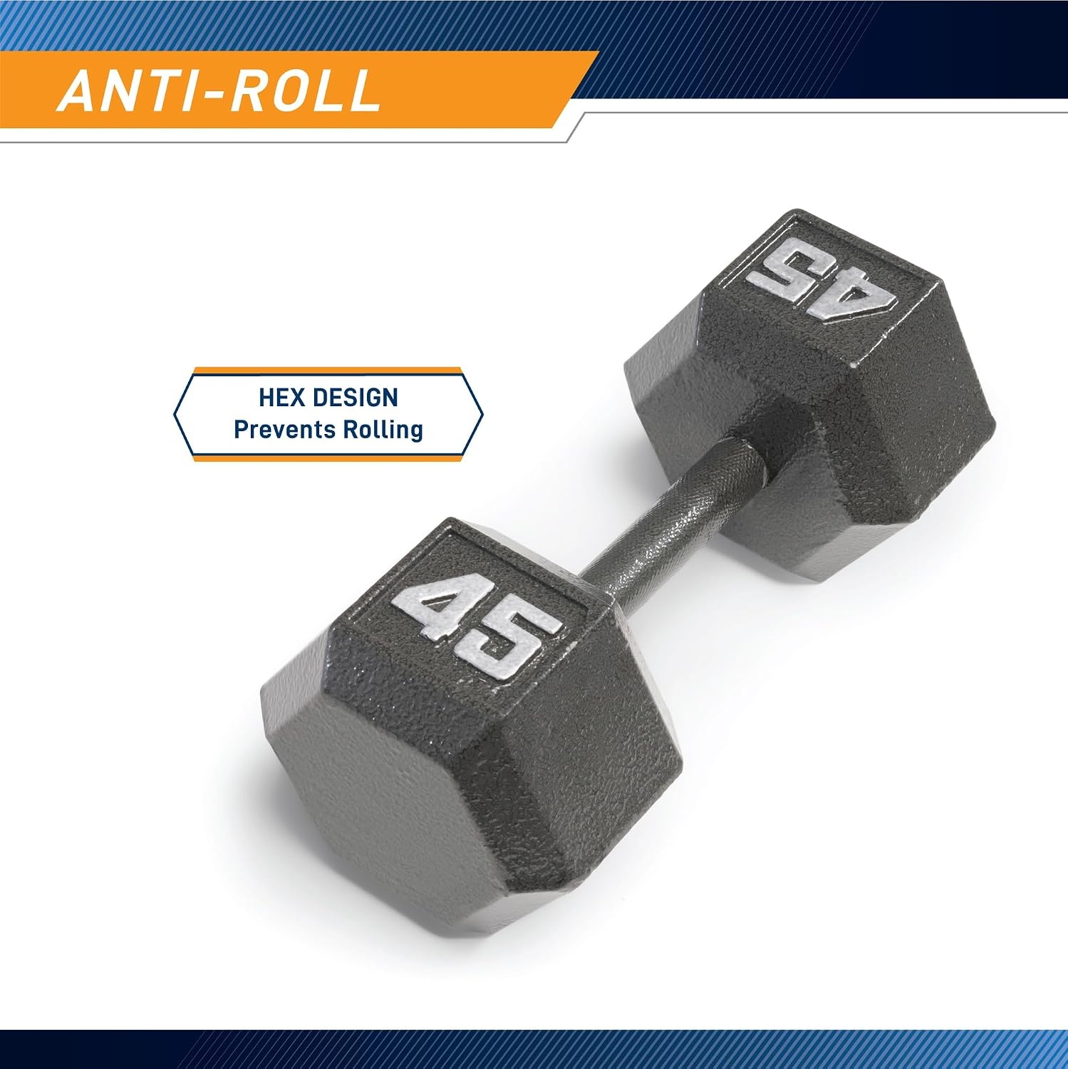 Marcy Cast Iron Hex Dumbbells Collection – Available size from 3-lb to 100-lb, SOLD INDIVIDUALLY(45lbs)