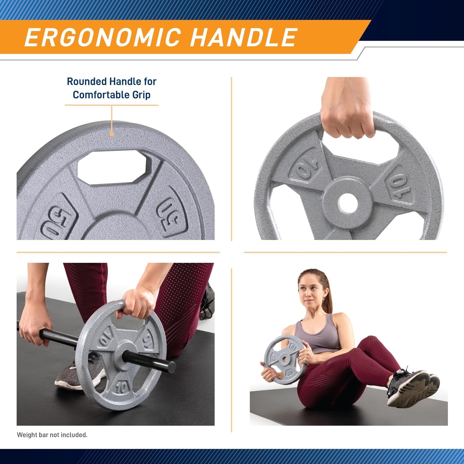 Marcy Classic 1″ Cast Iron Standard Grip Plates for Strength Training and Weightlifting(F. 50lb_Single)