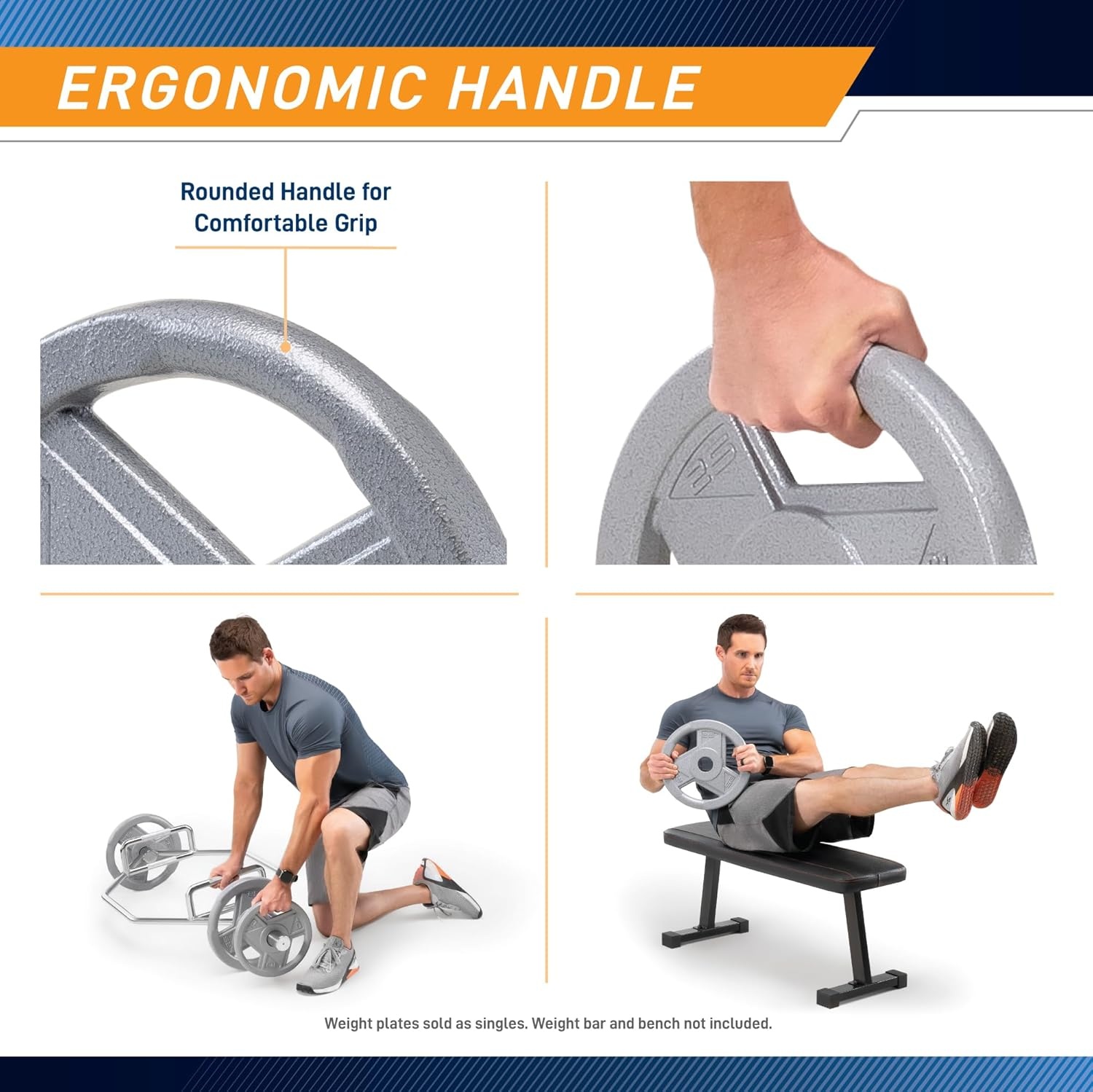 Marcy Classic 2″ Cast Iron Olympic Grip Plates for Strength Training and Weightlifting(C. 10lb_Single)