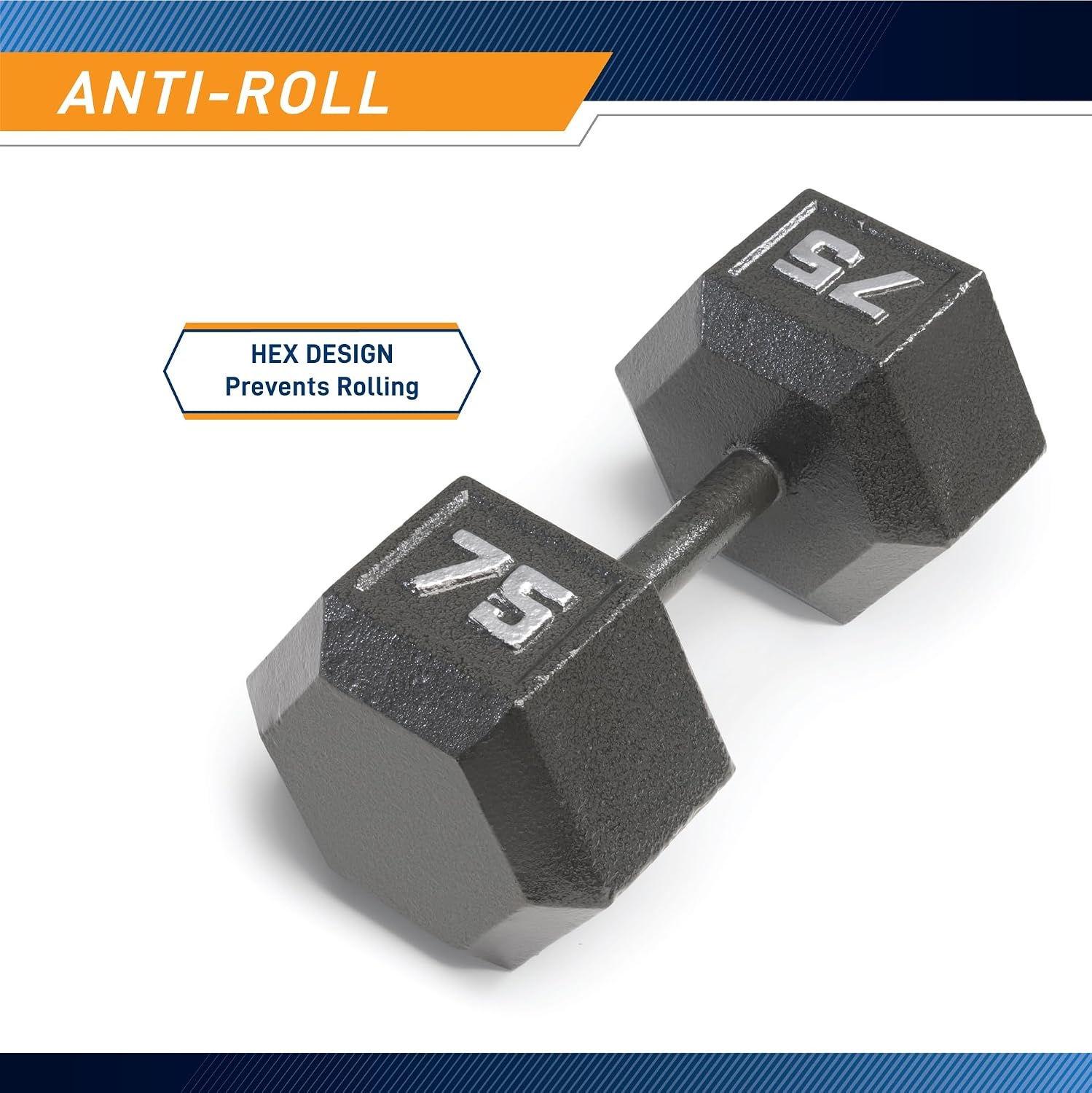 Marcy Cast Iron Hex Dumbbells Collection – Available size from 3-lb to 100-lb, SOLD INDIVIDUALLY(75lbs)