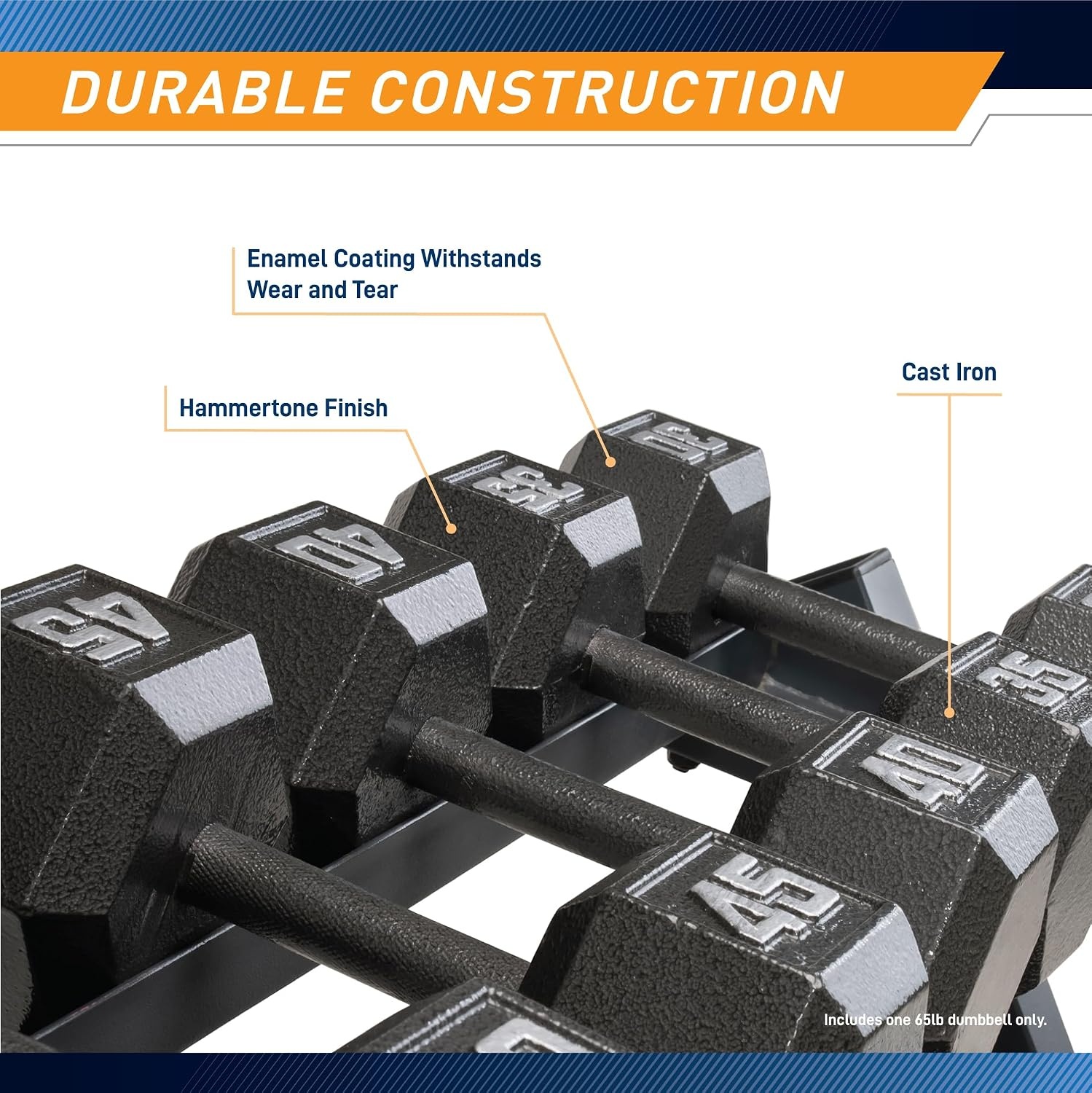 Marcy Cast Iron Hex Dumbbells Collection – Available size from 3-lb to 100-lb, SOLD INDIVIDUALLY(65lbs)