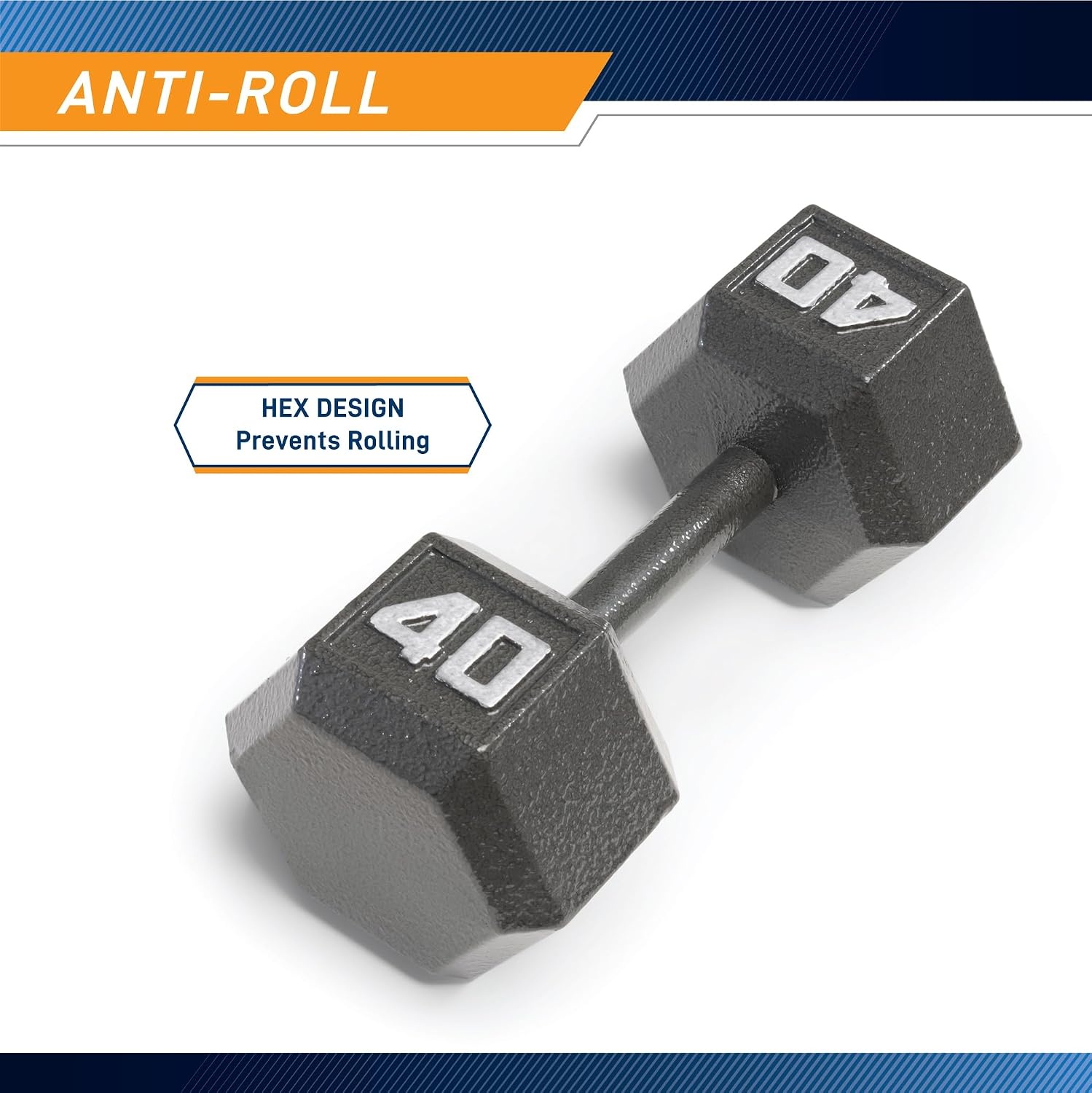 Marcy Cast Iron Hex Dumbbells Collection – Available size from 3-lb to 100-lb, SOLD INDIVIDUALLY(40lbs)