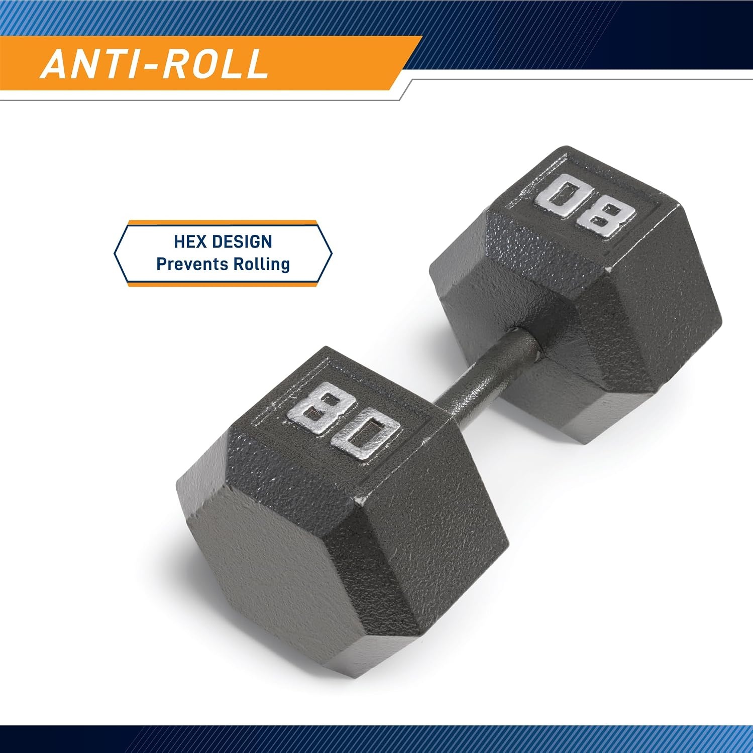 Marcy Cast Iron Hex Dumbbells Collection – Available size from 3-lb to 100-lb, SOLD INDIVIDUALLY(80lbs)
