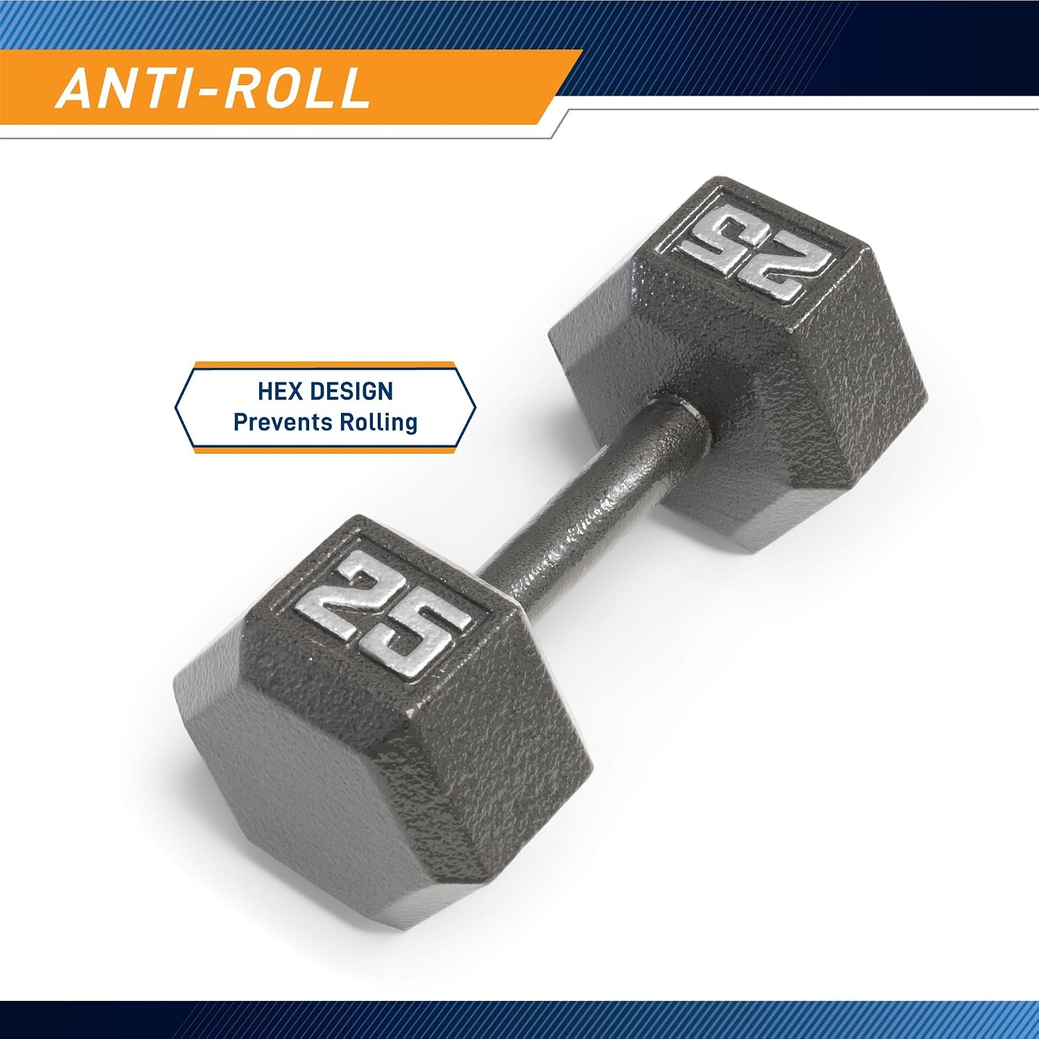 Marcy Cast Iron Hex Dumbbells Collection – Available size from 3-lb to 100-lb, SOLD INDIVIDUALLY(25lbs)