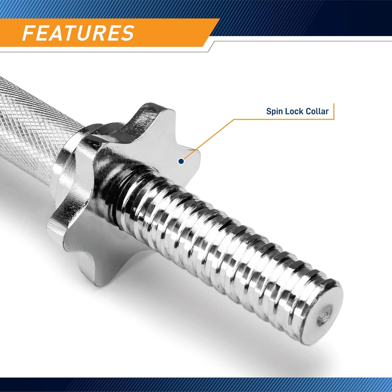 Marcy 14 Adjustable Chrome Threaded Dumbbell Handles for Standard Weight Plates with 1 Diameter Center TDH-14.1
