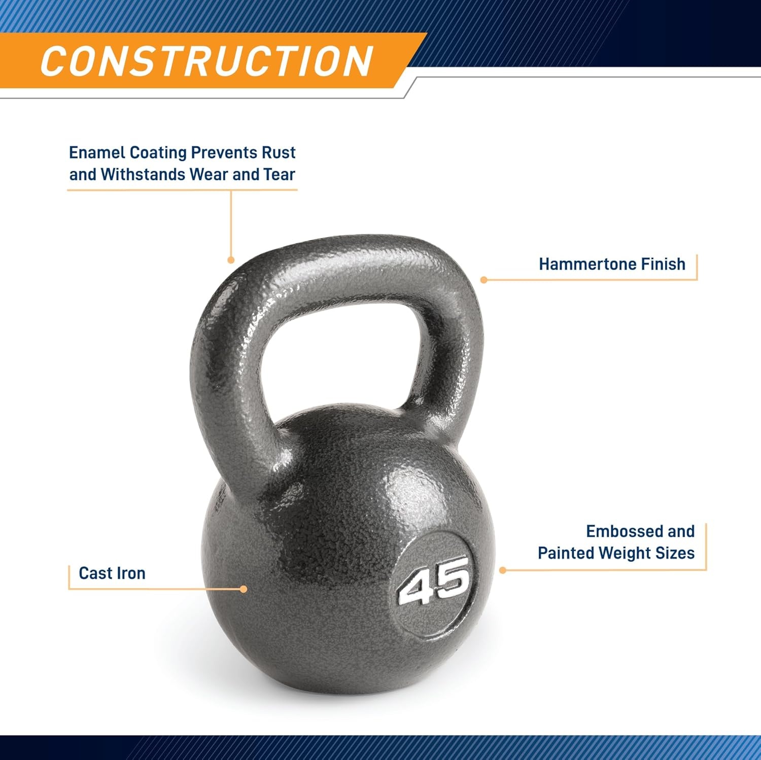 Marcy Hammertone Kettle Bells – 10 to 55 lbs. HKB Workout Weights(45 lb)