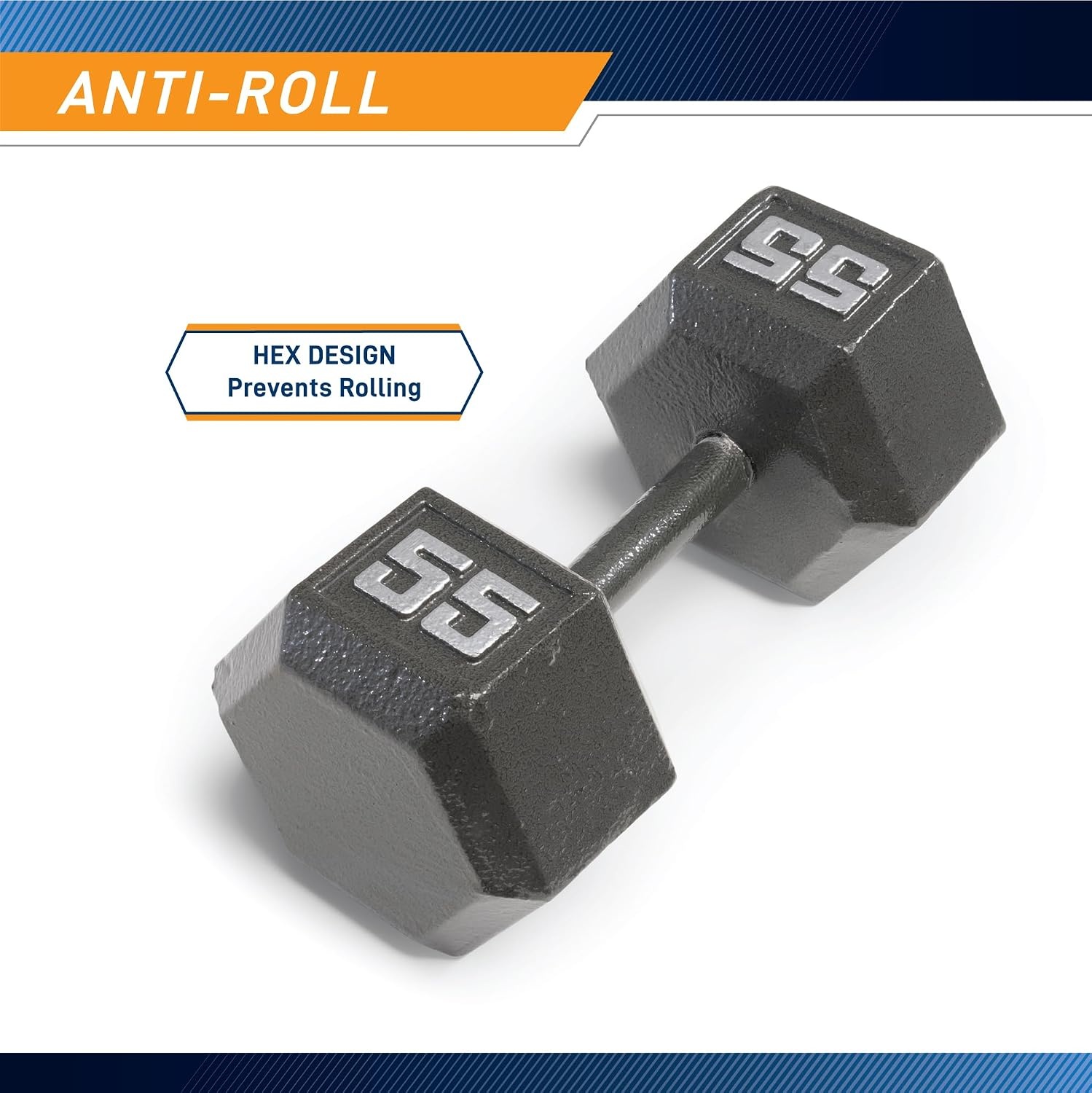 Marcy Cast Iron Hex Dumbbells Collection – Available size from 3-lb to 100-lb, SOLD INDIVIDUALLY(55lbs)