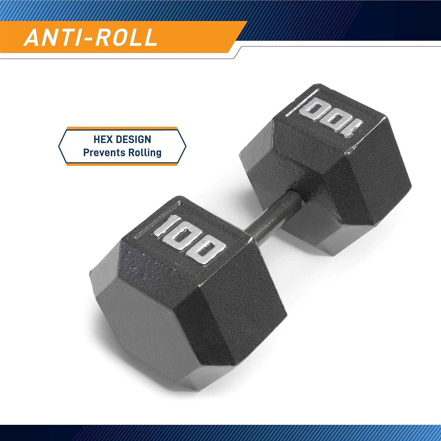 Marcy Cast Iron Hex Dumbbells Collection – Available size from 3-lb to 100-lb, SOLD INDIVIDUALLY(100lbs)