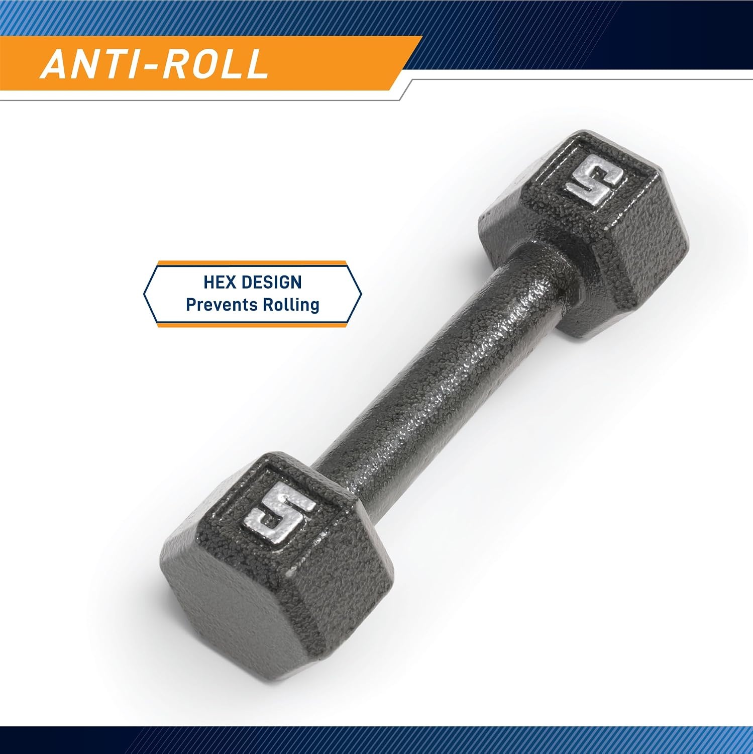 Marcy Cast Iron Hex Dumbbells Collection – Available size from 3-lb to 100-lb, SOLD INDIVIDUALLY(5lbs)