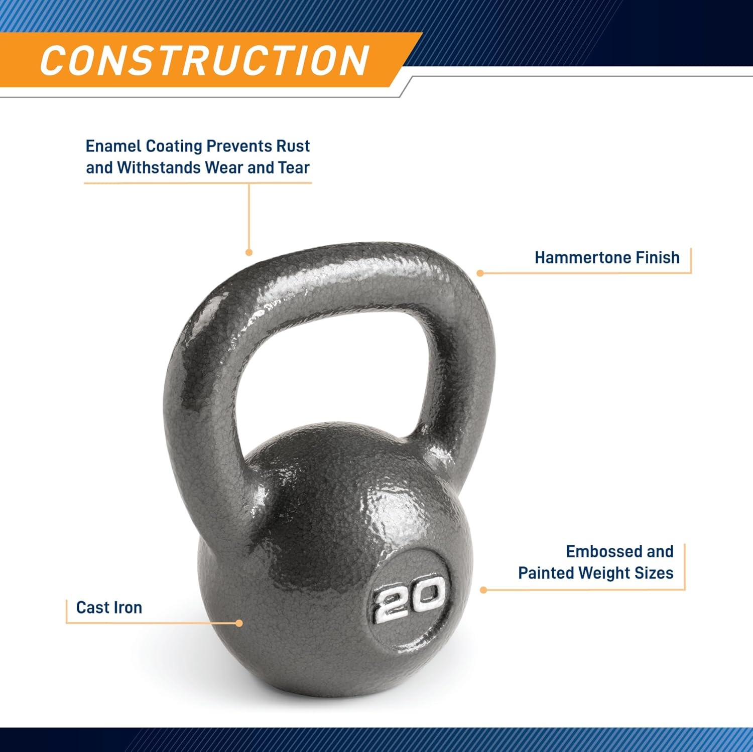 Marcy Hammertone Kettle Bells – 10 to 55 lbs. HKB Workout Weights(20 lb)