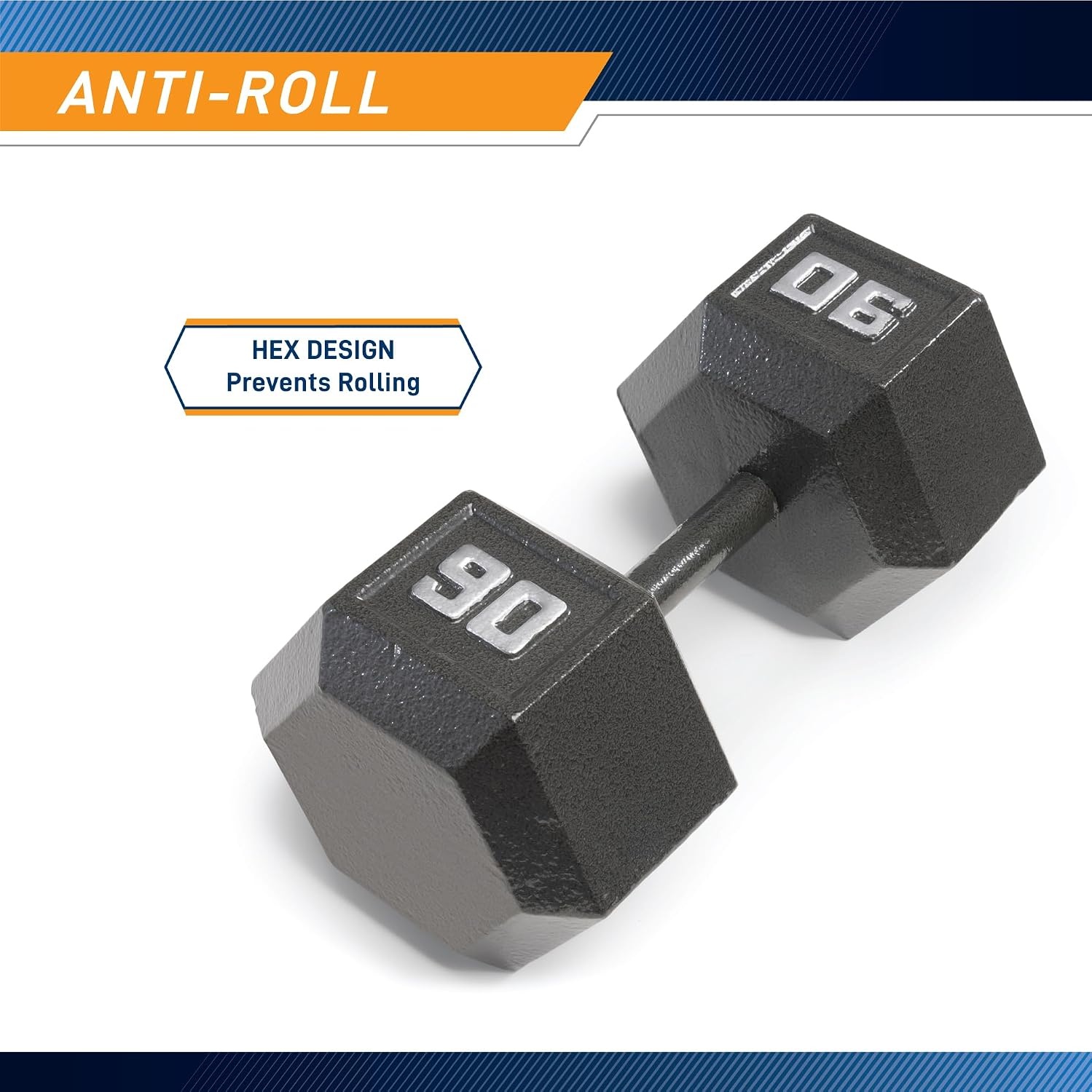 Marcy Cast Iron Hex Dumbbells Collection – Available size from 3-lb to 100-lb, SOLD INDIVIDUALLY(90lbs)