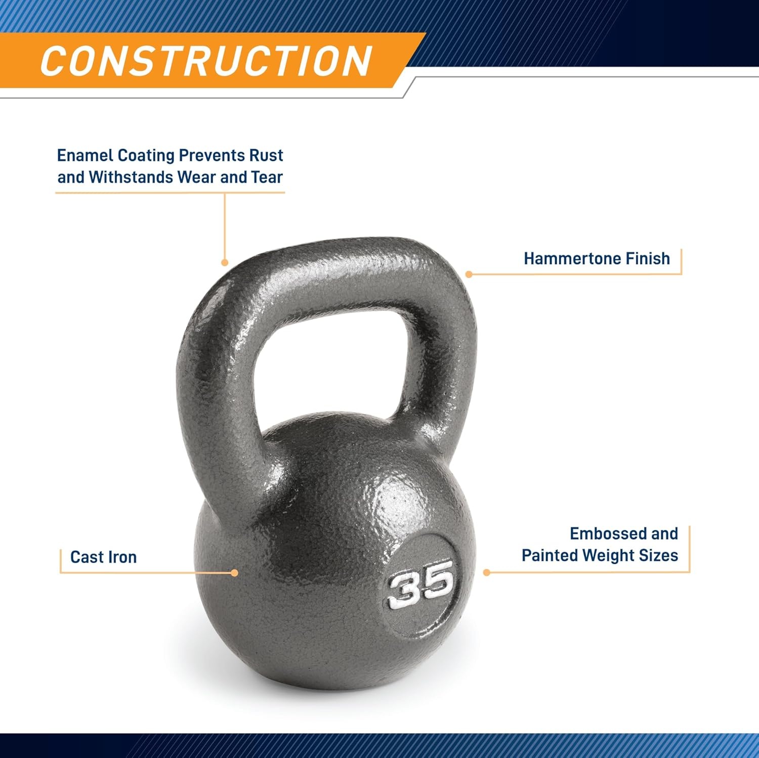 Marcy Hammertone Kettle Bells – 10 to 55 lbs. HKB Workout Weights(35 lb)