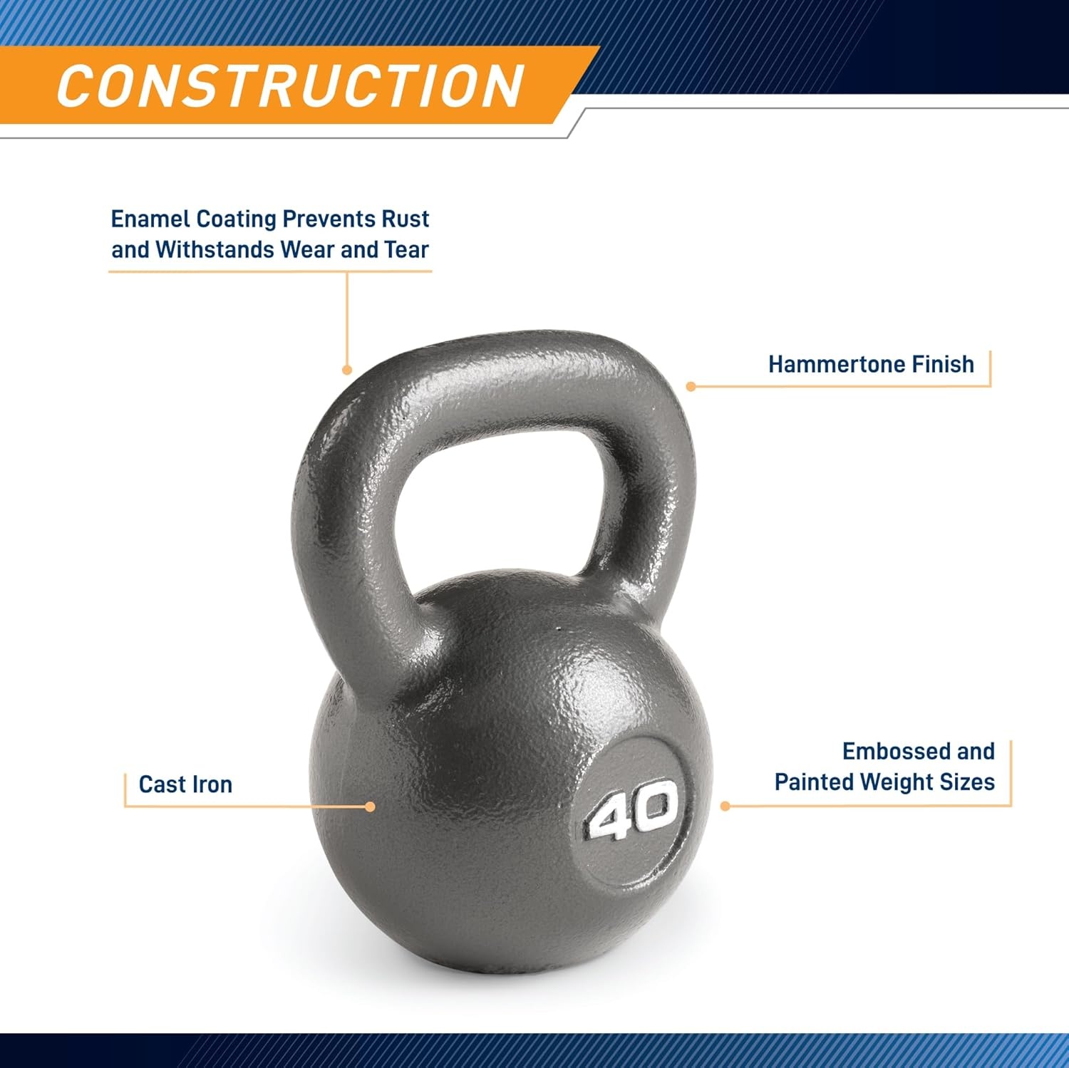 Marcy Hammertone Kettle Bells – 10 to 55 lbs. HKB Workout Weights(40 lb)