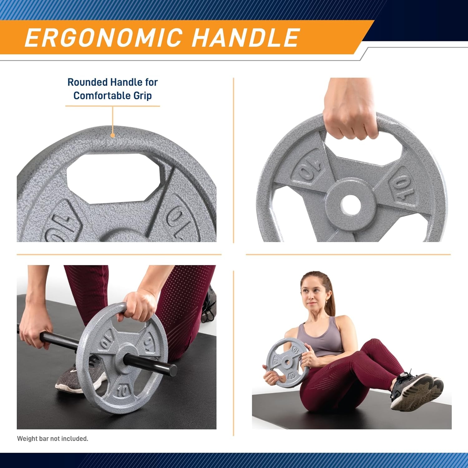 Marcy Classic 1″ Cast Iron Standard Grip Plates for Strength Training and Weightlifting(D. 10lb_Single)