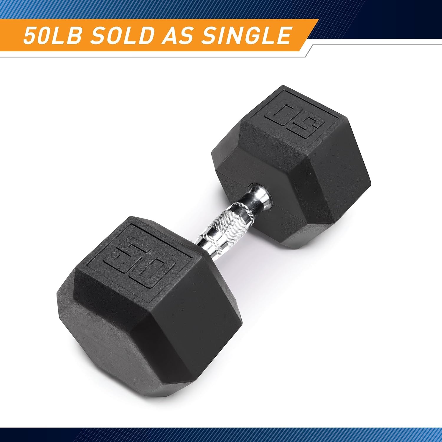 Marcy Rubber Hex Dumbbell – Available for 25lb – 50lb(50lb  Single)