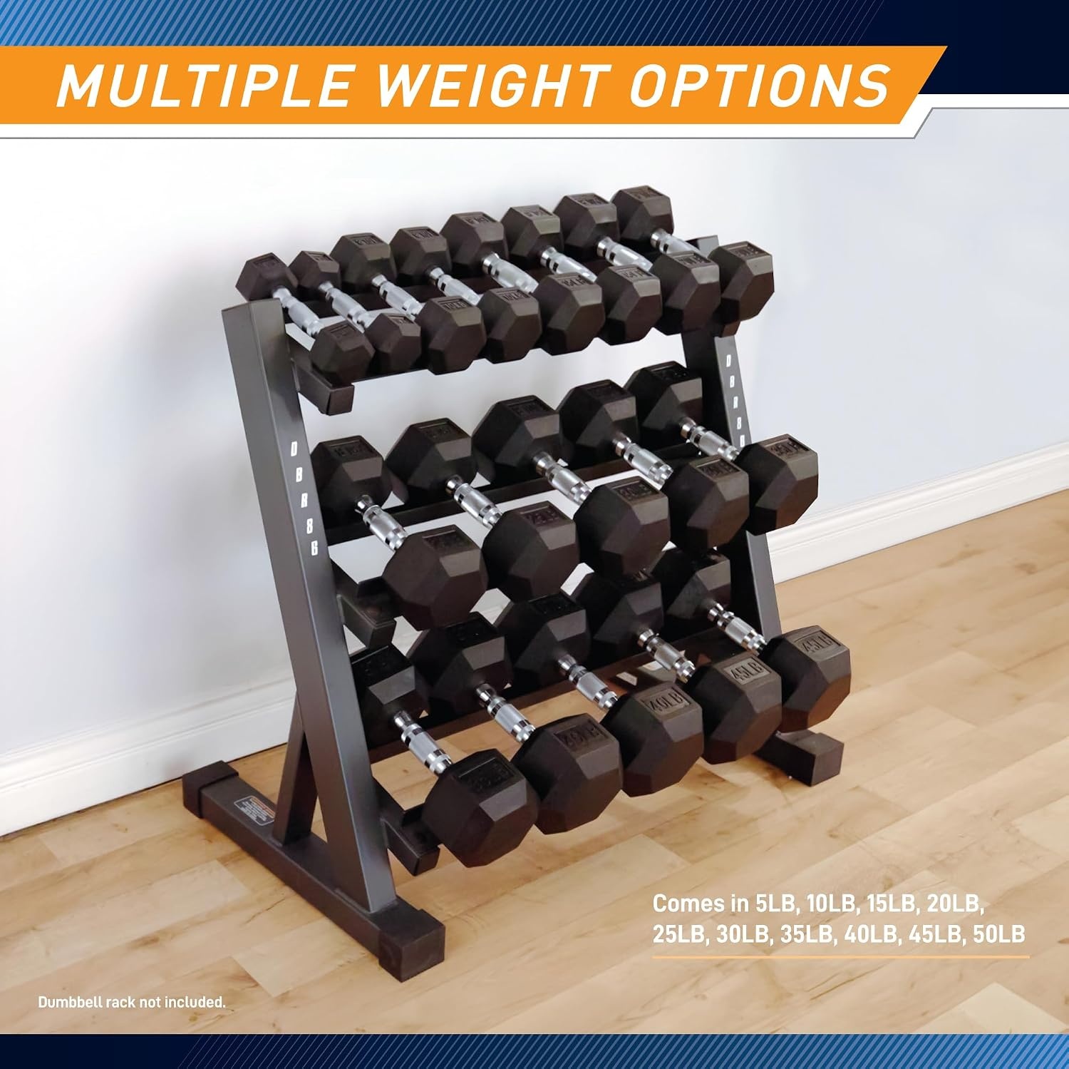 Marcy Rubber Hex Dumbbell – Available for 25lb – 50lb(50lb  Single)