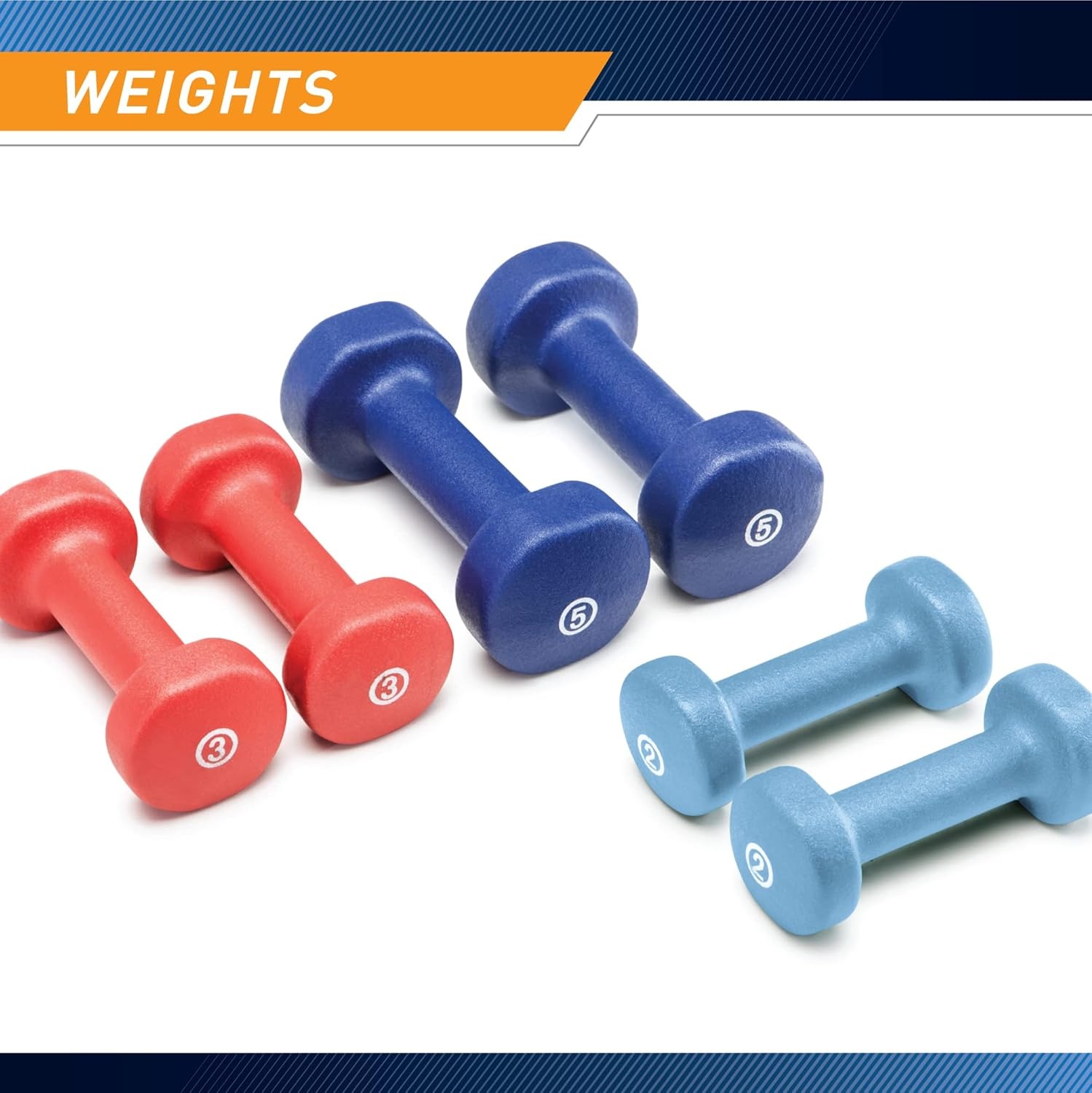 Marcy Neoprene Dumbbell Set (3 Pairs) with Carrying Case