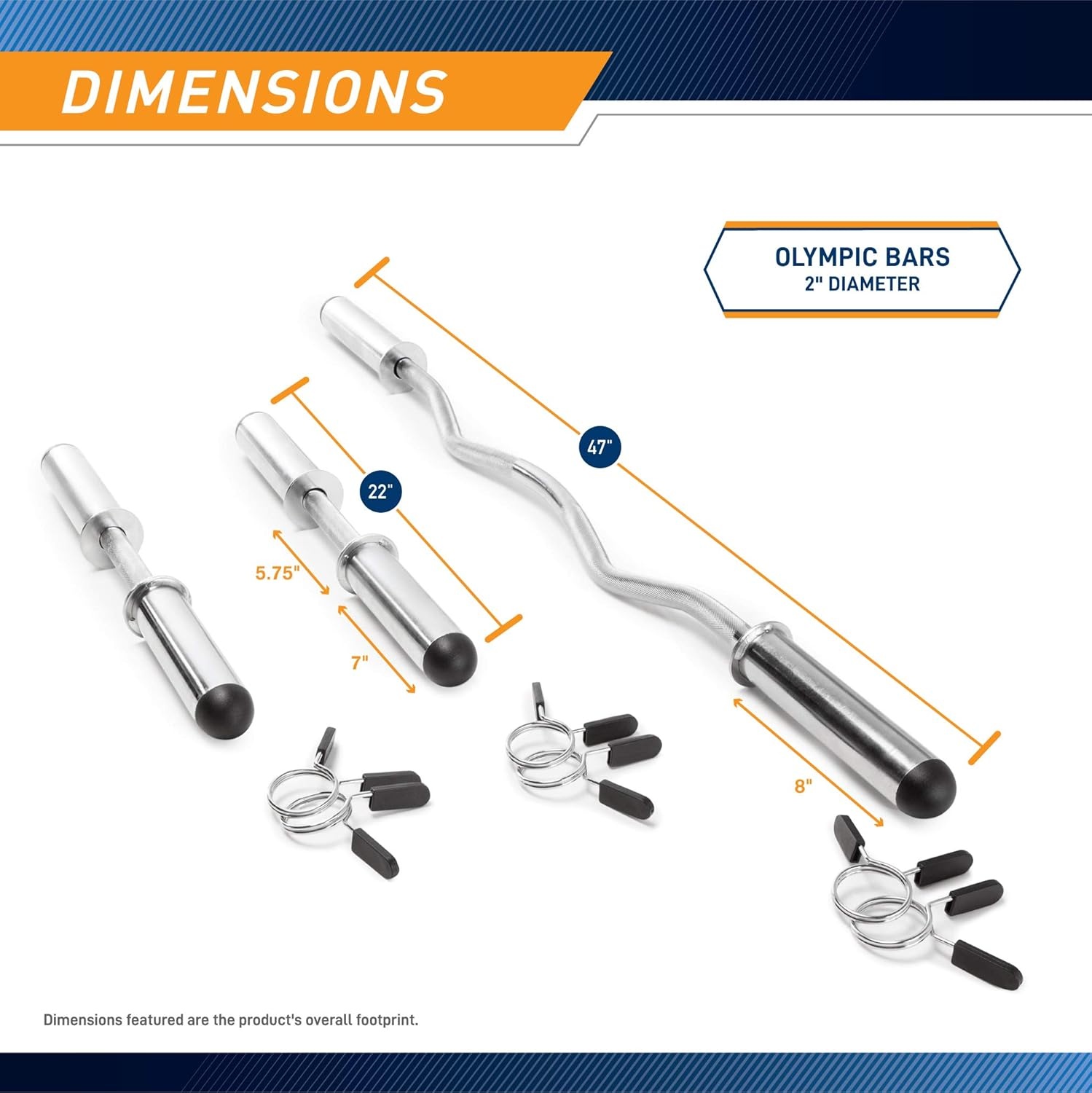 Marcy Hollow Curl Bar and Dumbbell Handle Set with Spring Collars(2 inch Diameter)