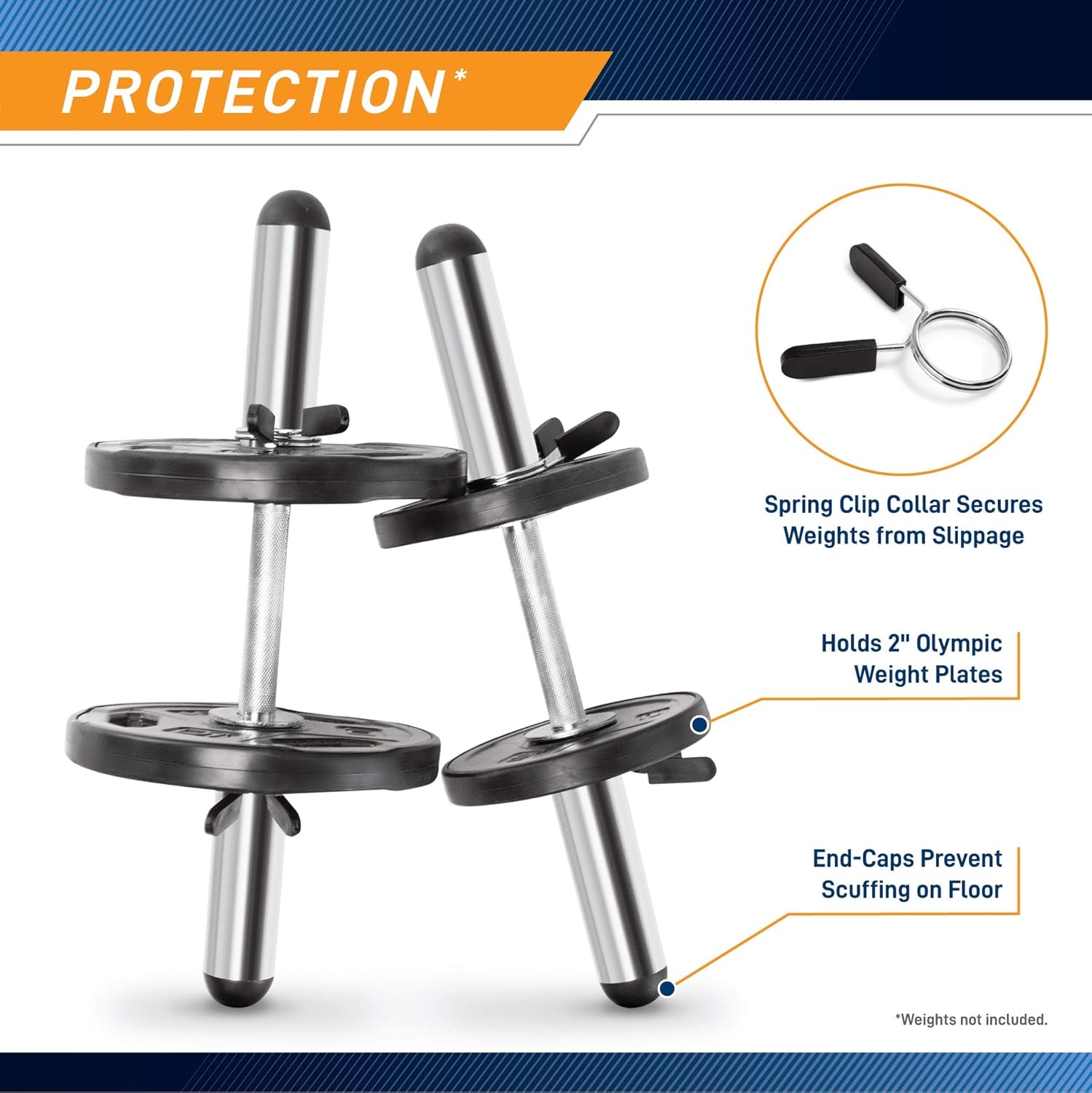 Marcy Hollow Curl Bar and Dumbbell Handle Set with Spring Collars(2 inch Diameter)