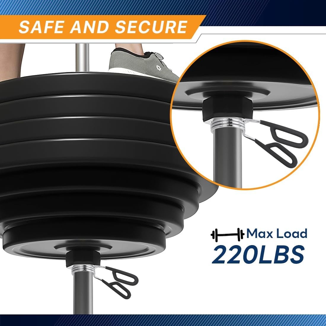 Marcy Olympic 2-Inch & Standard 1-Inch Barbell Spring Clip Collar Pair – Secure Weight Clamps for Safe Weightlifting, Powerlifting & Strength Training(2-Inch Olympic)