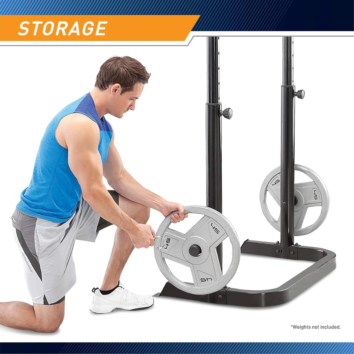 Marcy Olympic Workout Bench for Home Gym Strength Training Equipment with Preacher Curl Pad and Weight Rack Storage, White/Black(Two-piece)