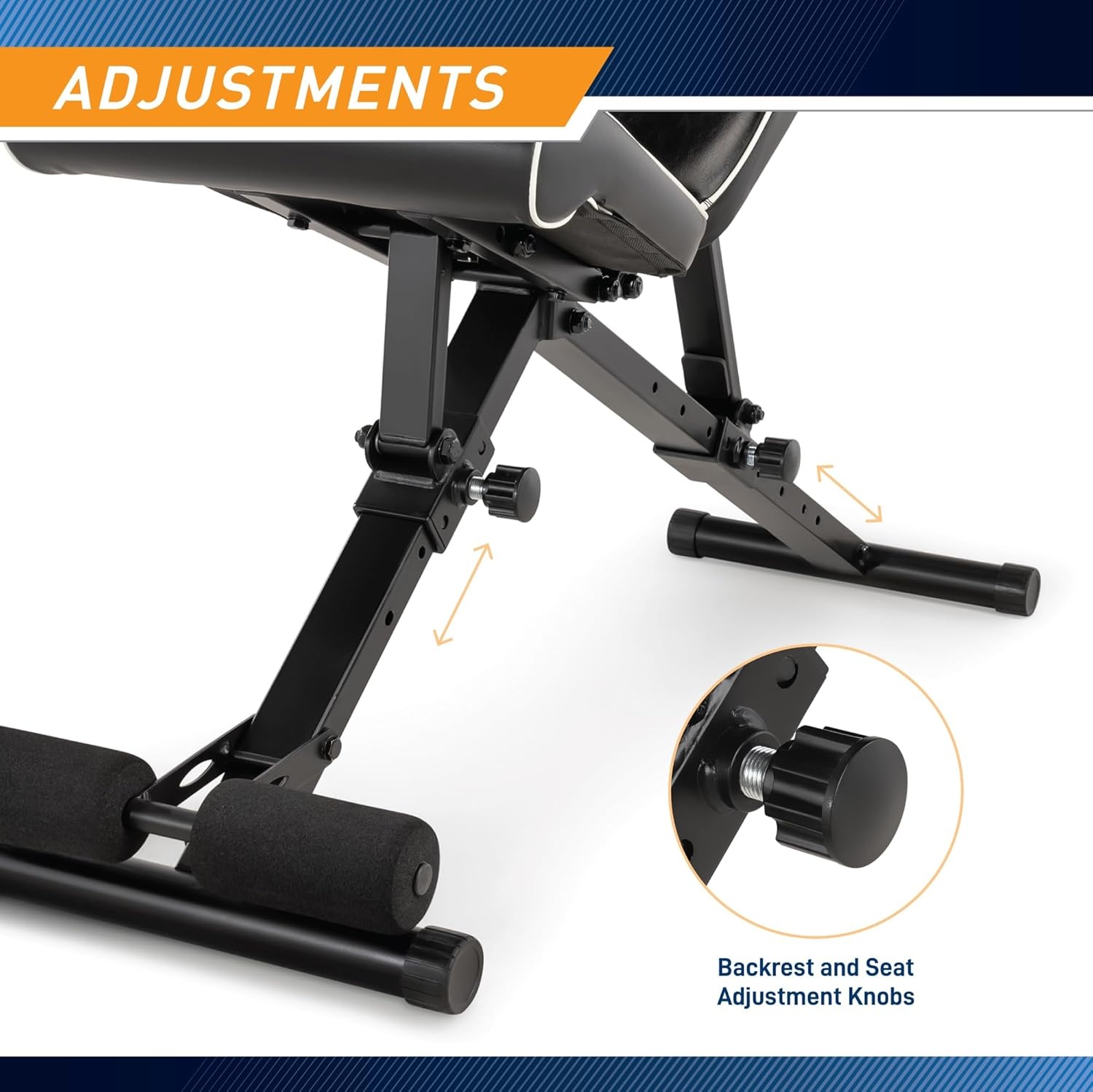 Marcy Foldable Adjustable Utility Weight Bench, Strength Training Home Gym for Full Body Workout(Black – Assembly Free)