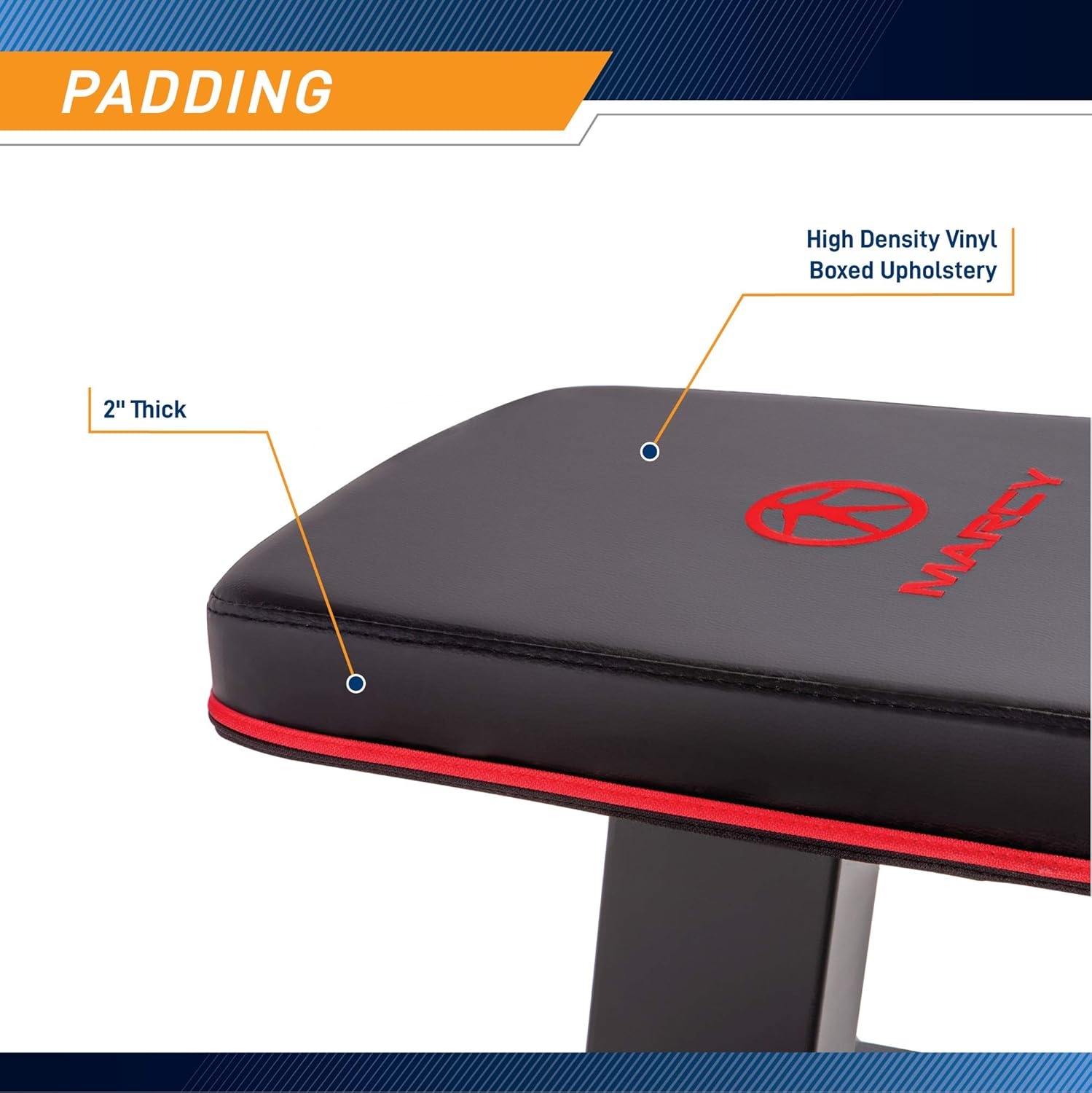 Marcy Flat Utility Weight Bench for Home Gym Weight Training and Ab Exercises(Deluxe – Red Trim)