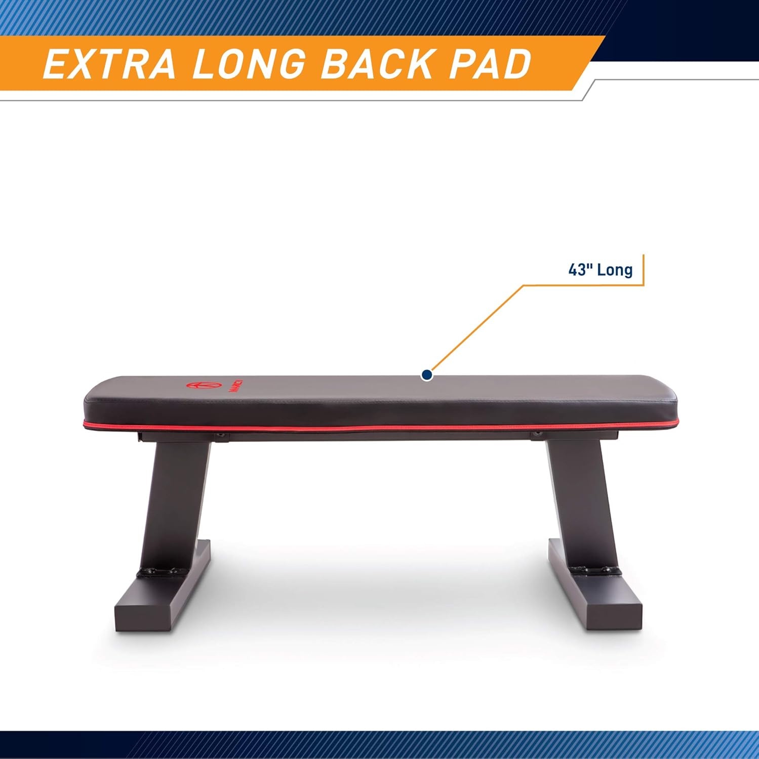 Marcy Flat Utility Weight Bench for Home Gym Weight Training and Ab Exercises(Deluxe – Red Trim)