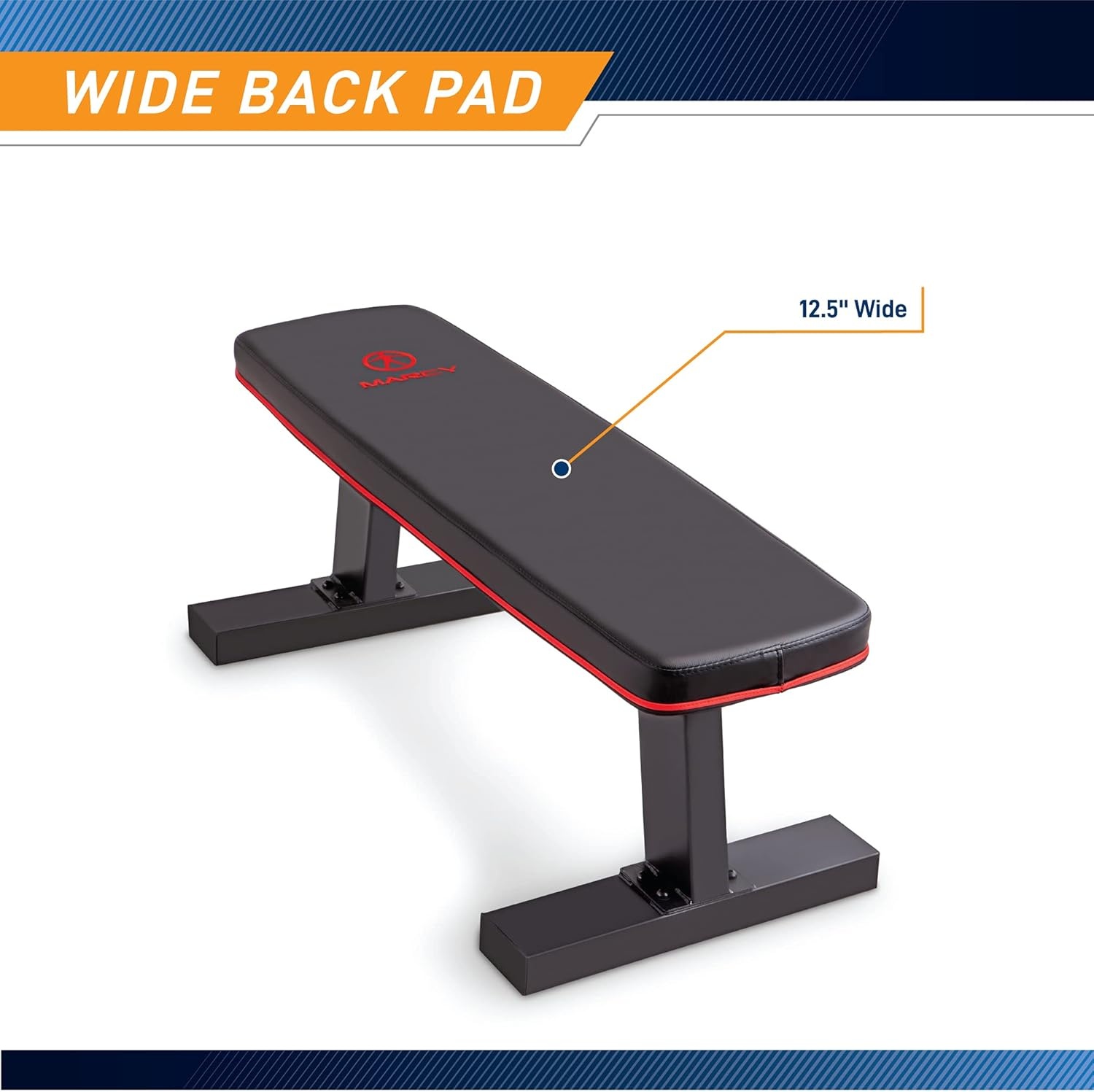 Marcy Flat Utility Weight Bench for Home Gym Weight Training and Ab Exercises(Deluxe – Red Trim)