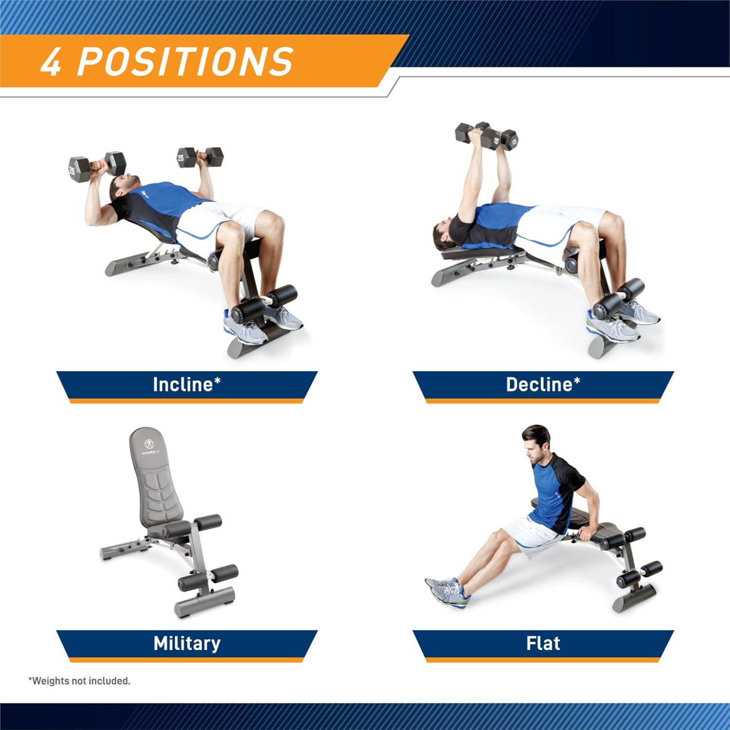 Marcy Deluxe Foldable Utility Bench Gym Equipment – SB-10100 , Black