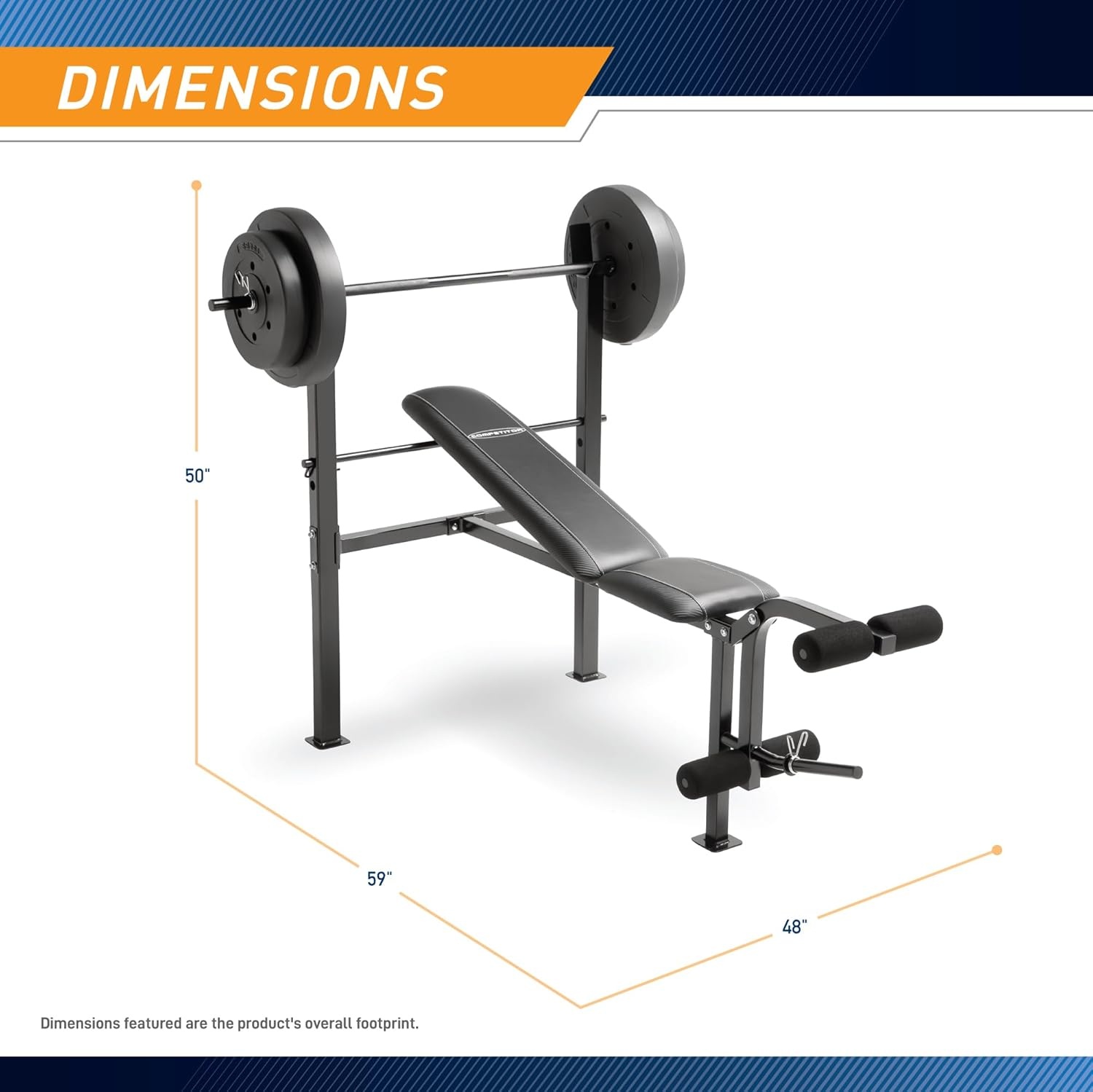 Marcy Standard Weight Bench with 80lbs to 100 lbs Vinyl-Coated Weight Set for Strength Training, Weight Lifting for Personal Home Gym(Black – 80 lbs)