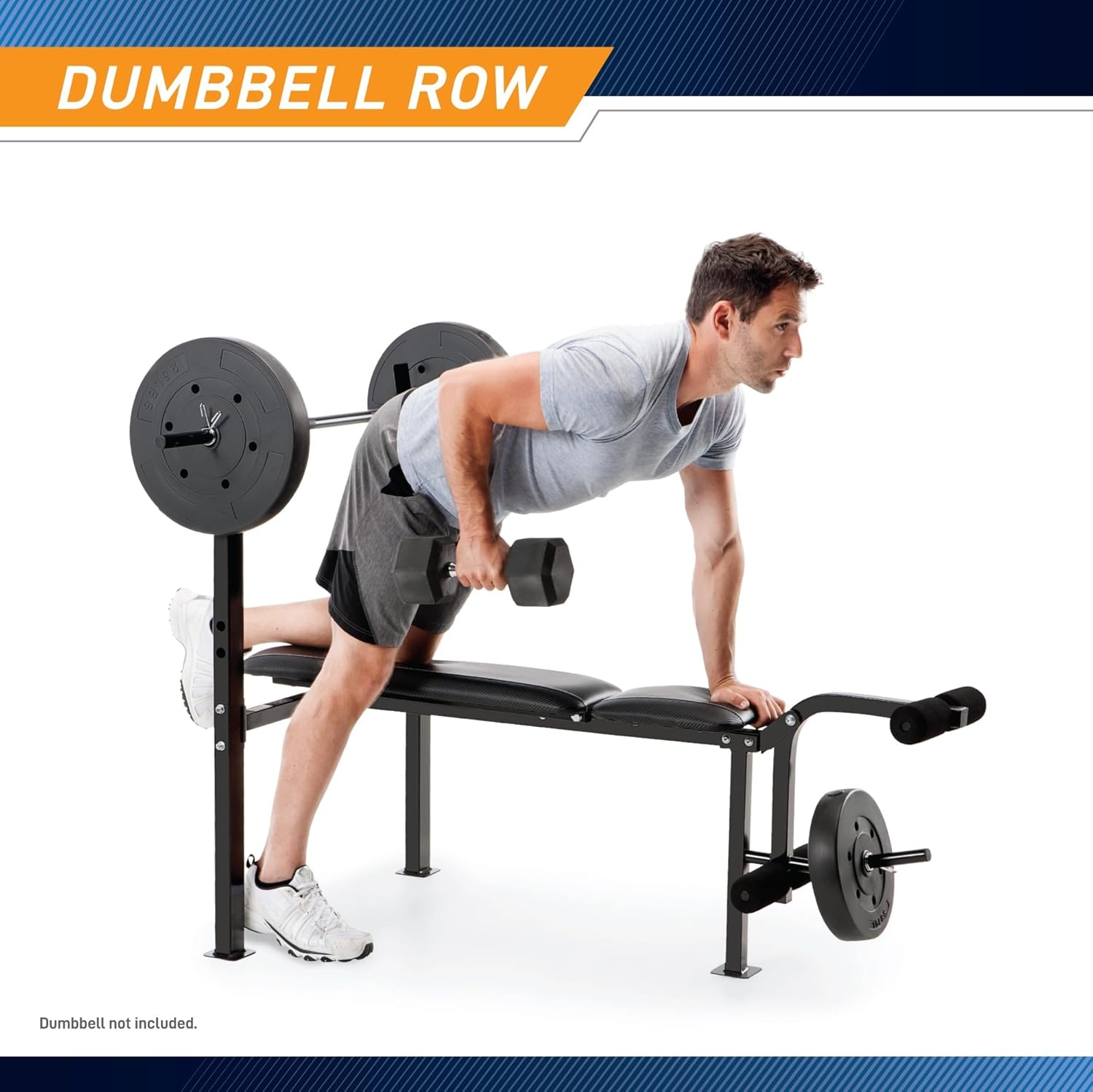 Marcy Standard Weight Bench with 80lbs to 100 lbs Vinyl-Coated Weight Set for Strength Training, Weight Lifting for Personal Home Gym(Black – 80 lbs)