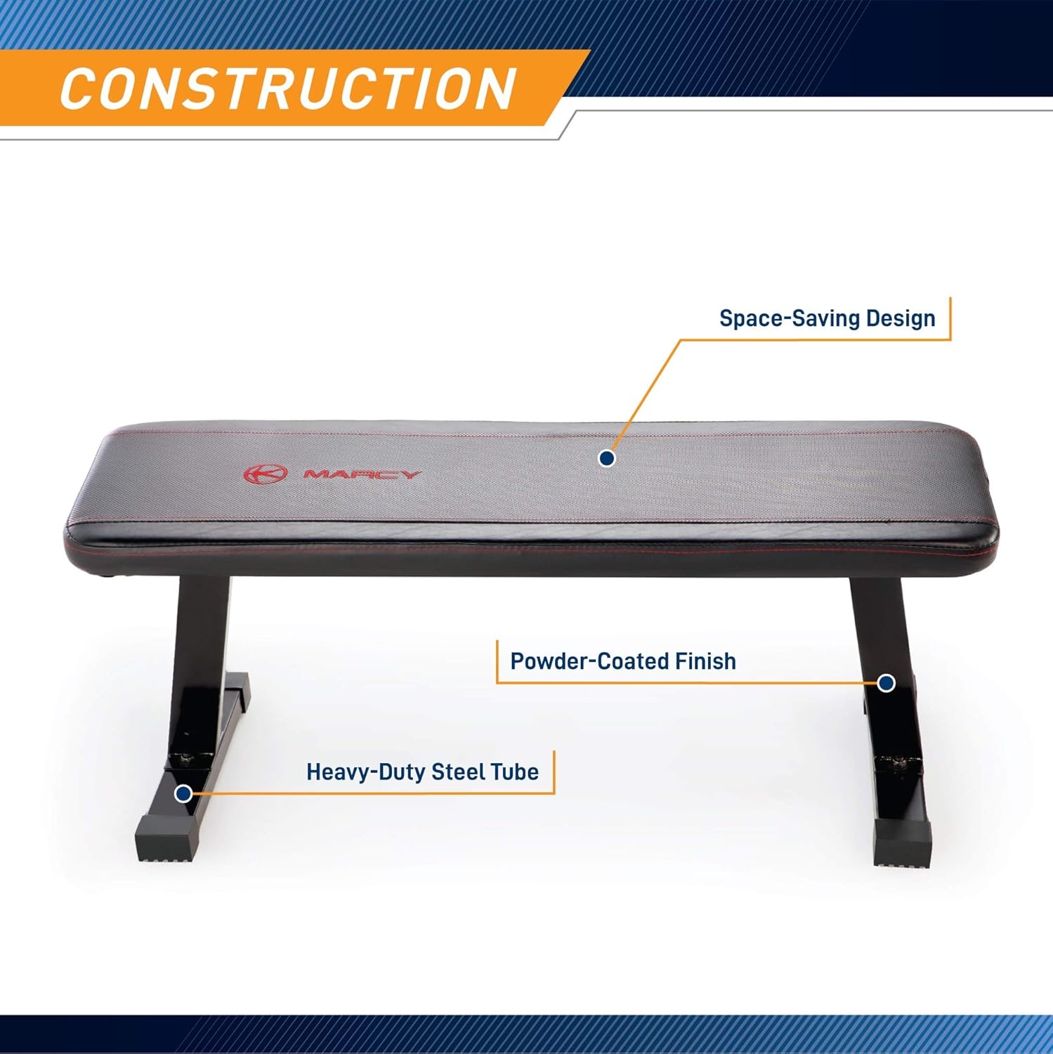 Marcy Flat Utility Weight Bench for Home Gym Weight Training and Ab Exercises(Basic – Black)