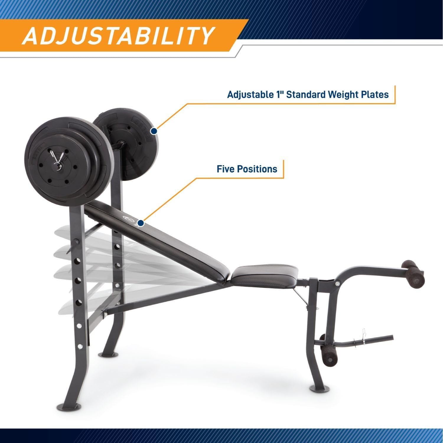 Marcy Standard Weight Bench with 80lbs to 100 lbs Vinyl-Coated Weight Set for Strength Training, Weight Lifting for Personal Home Gym(Black – 100 lbs)
