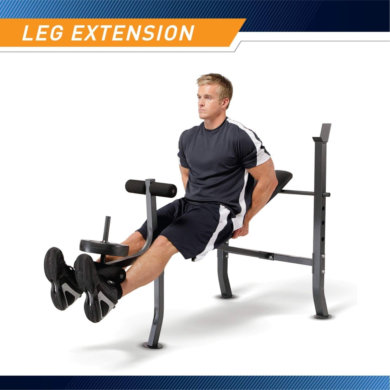 Marcy Standard Weight Bench with 80lbs to 100 lbs Vinyl-Coated Weight Set for Strength Training, Weight Lifting for Personal Home Gym(Black – 100 lbs)