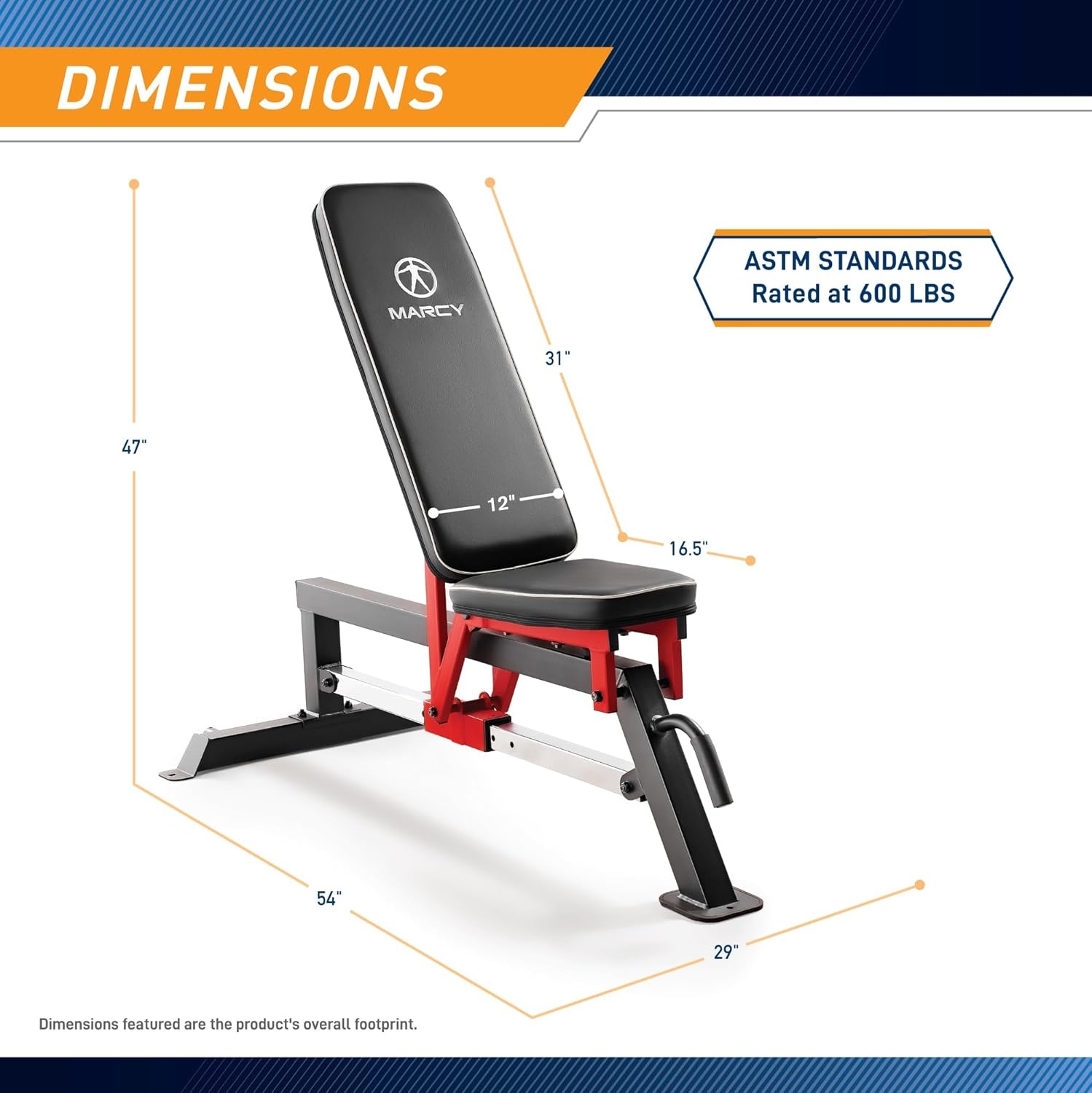 Marcy Foldable Standard Weight Benches, Adjustable Strength Training Benches for Full Body Workout(Adjustable Utility Bench)