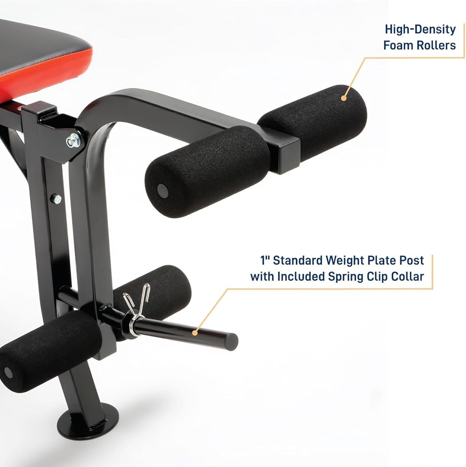 Marcy Standard Weight Bench with 80lbs to 100 lbs Vinyl-Coated Weight Set for Strength Training, Weight Lifting for Personal Home Gym(Black/Red – 100 lbs)