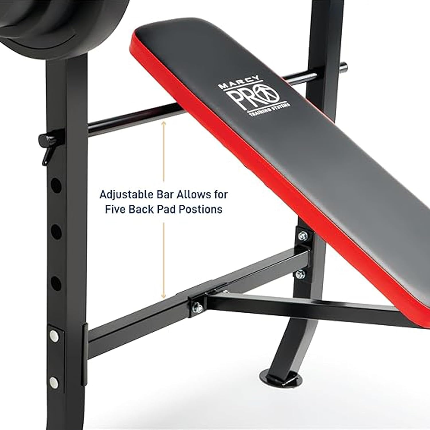 Marcy Standard Weight Bench with 80lbs to 100 lbs Vinyl-Coated Weight Set for Strength Training, Weight Lifting for Personal Home Gym(Black/Red – 100 lbs)