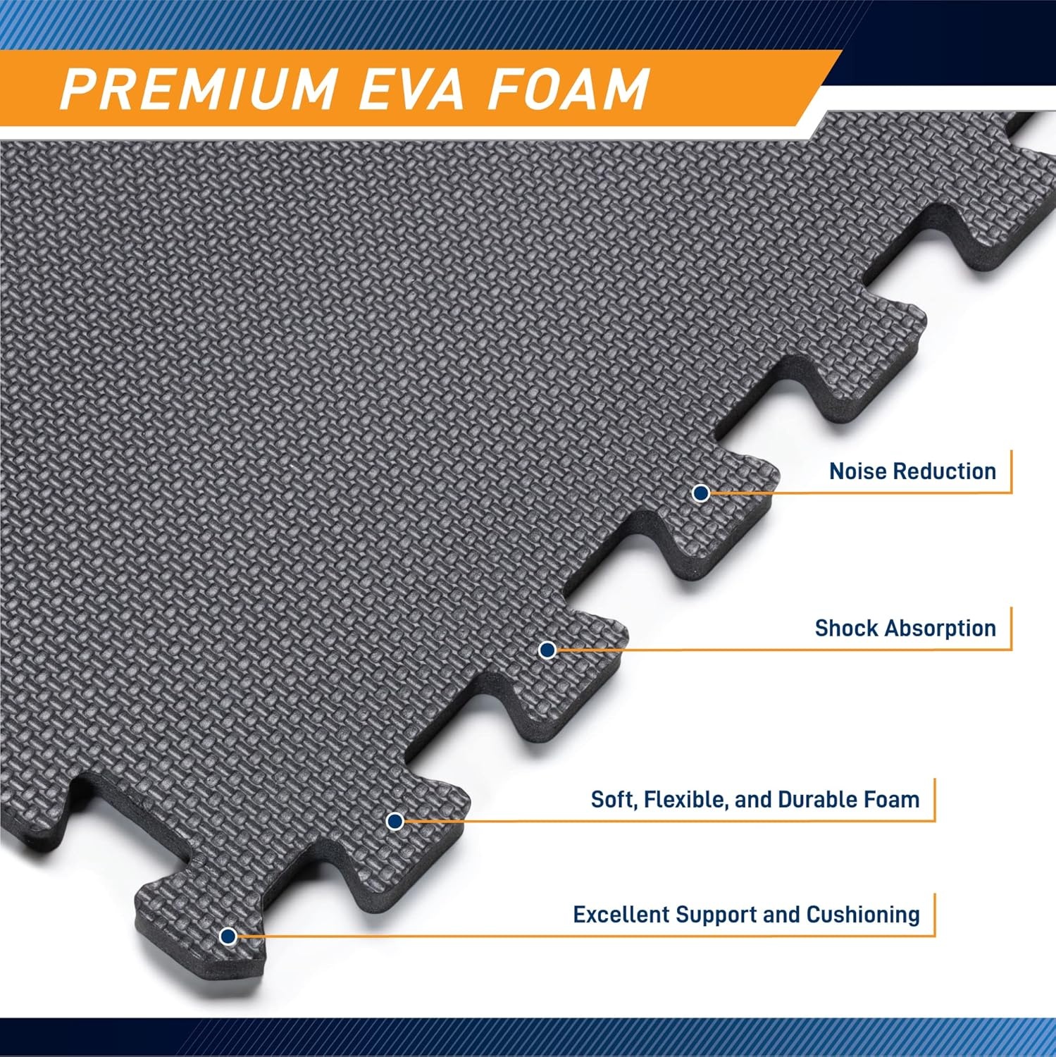 Marcy EVA Foam Interlocking Flooring Mat High Density Non-Slip Tiles for Fitness Equipment, Workout Cushion and Floor Protection(Black – 0.5 Inch – 6 Tiles (24 Sq Ft))