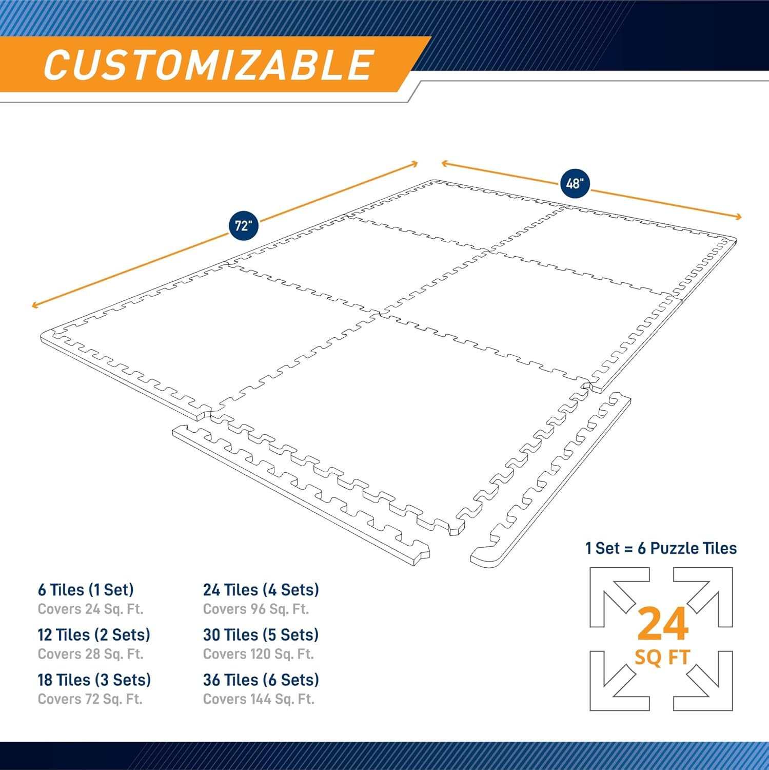 Marcy EVA Foam Interlocking Flooring Mat High Density Non-Slip Tiles for Fitness Equipment, Workout Cushion and Floor Protection(Black – 0.5 Inch – 6 Tiles (24 Sq Ft))