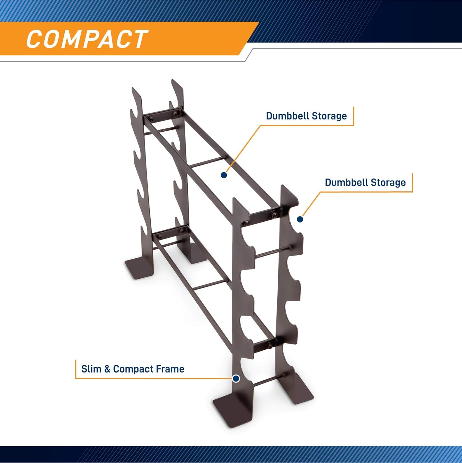 Marcy Weight Storage Organizer Racks for Dumbbells, Kettlebells, Weight Plates(Dark Grey Compack DB Rack)