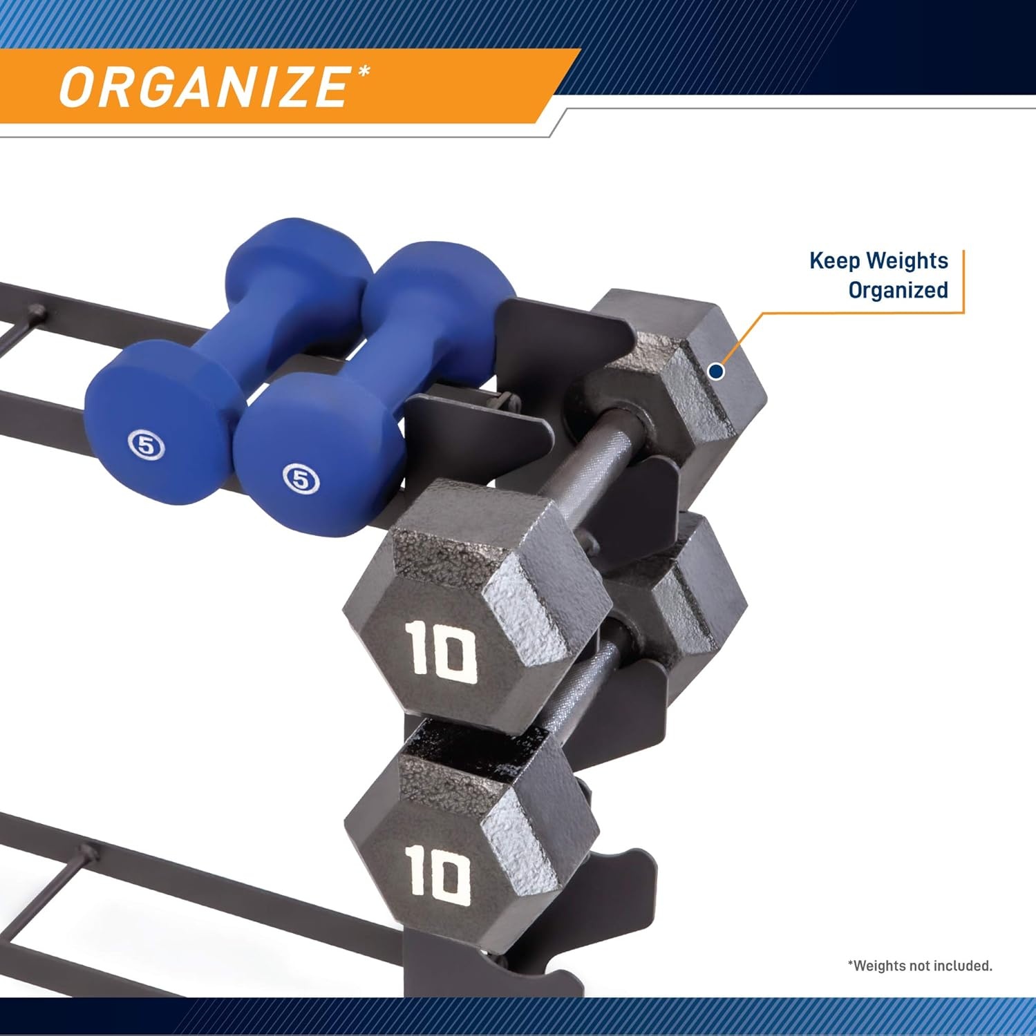 Marcy Weight Storage Organizer Racks for Dumbbells, Kettlebells, Weight Plates(Dark Grey Compack DB Rack)