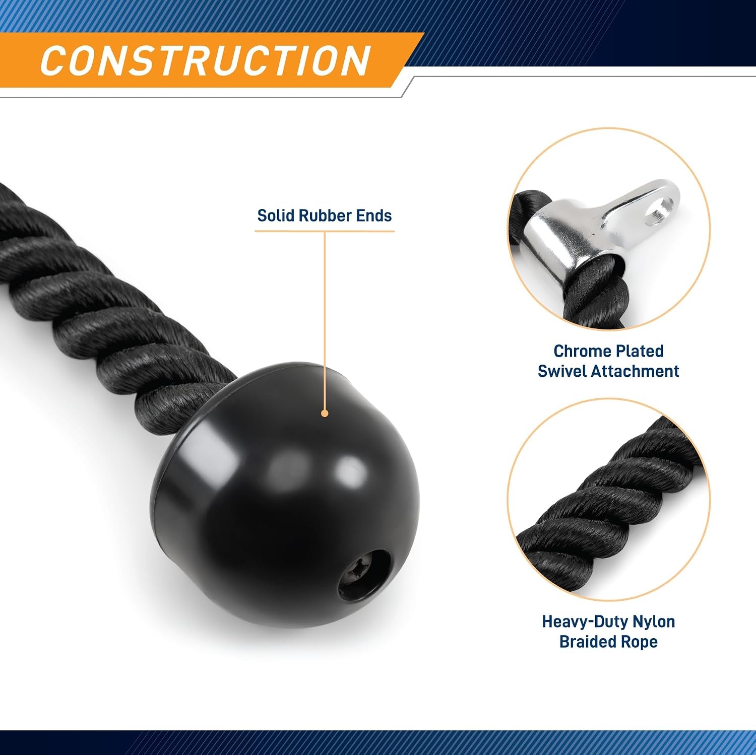 Marcy Heavy Duty Nylon Triceps Rope for Upper Body Workout TCR-24(One Size)