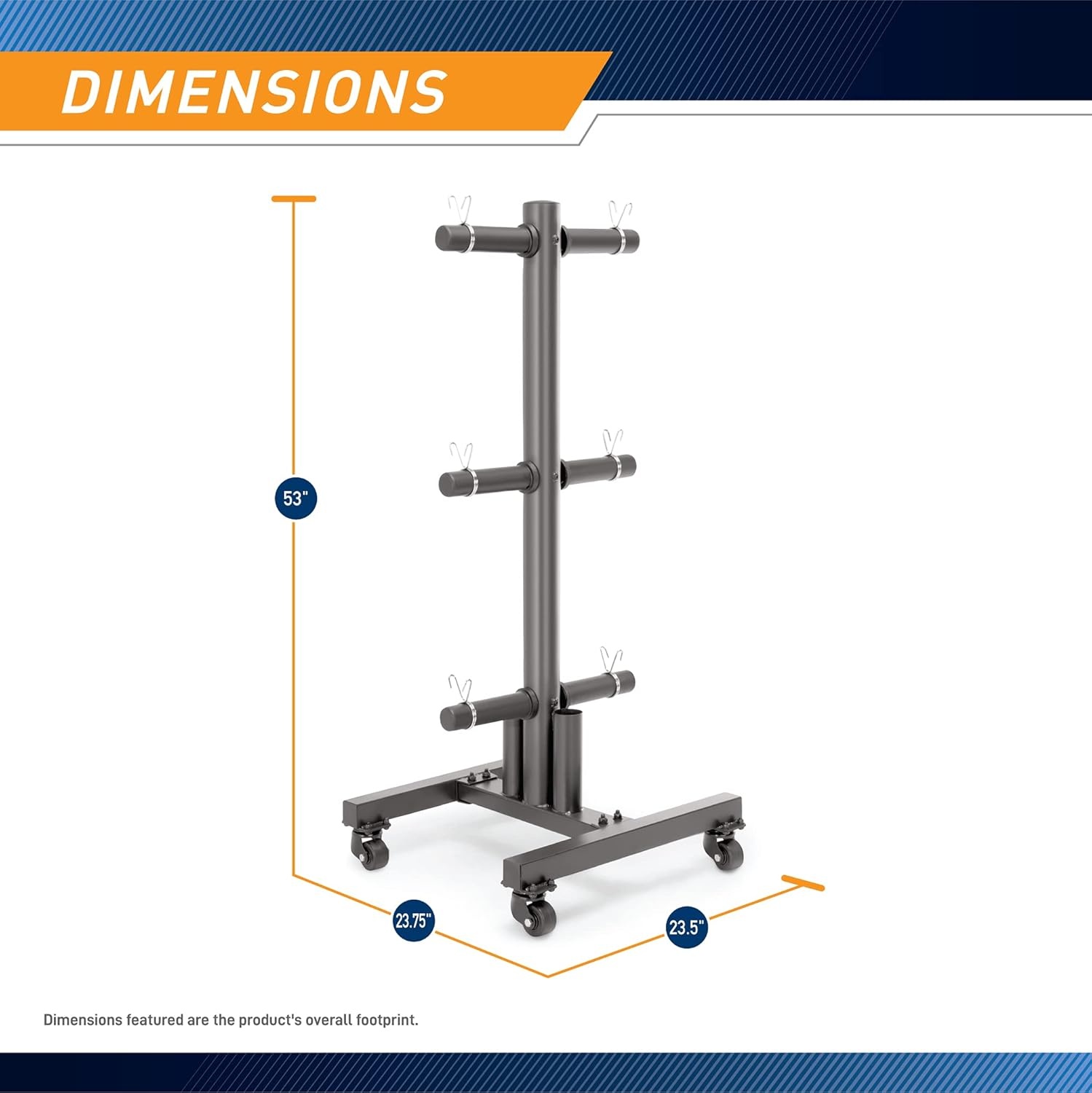 Marcy Olympic Weight Plate Tree for 2-Inch Plates Weight Storage Rack(Square w/ Wheels – Black)