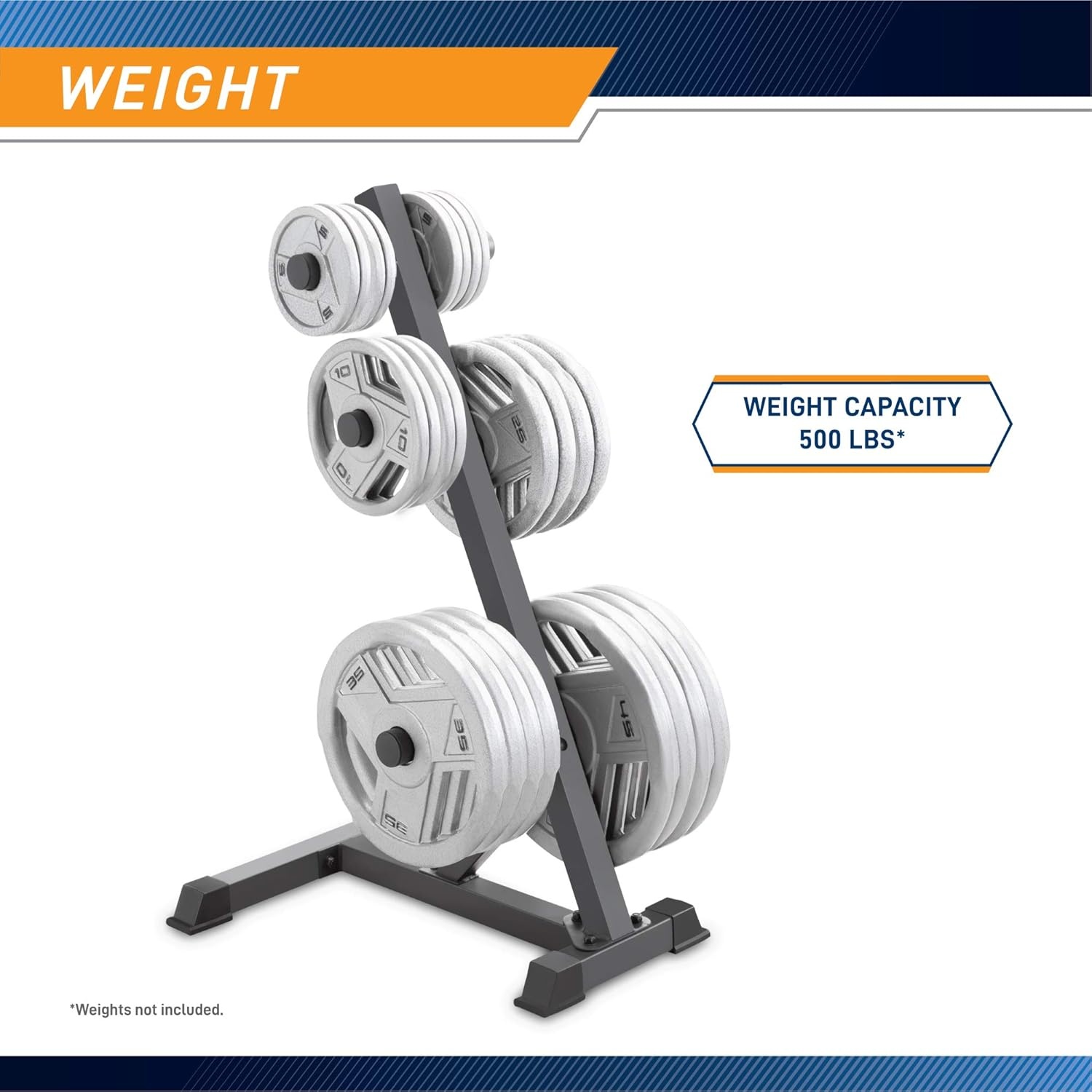 Marcy Olympic Weight Plate Tree for 2-Inch Plates Weight Storage Rack(L-Frame – Black)