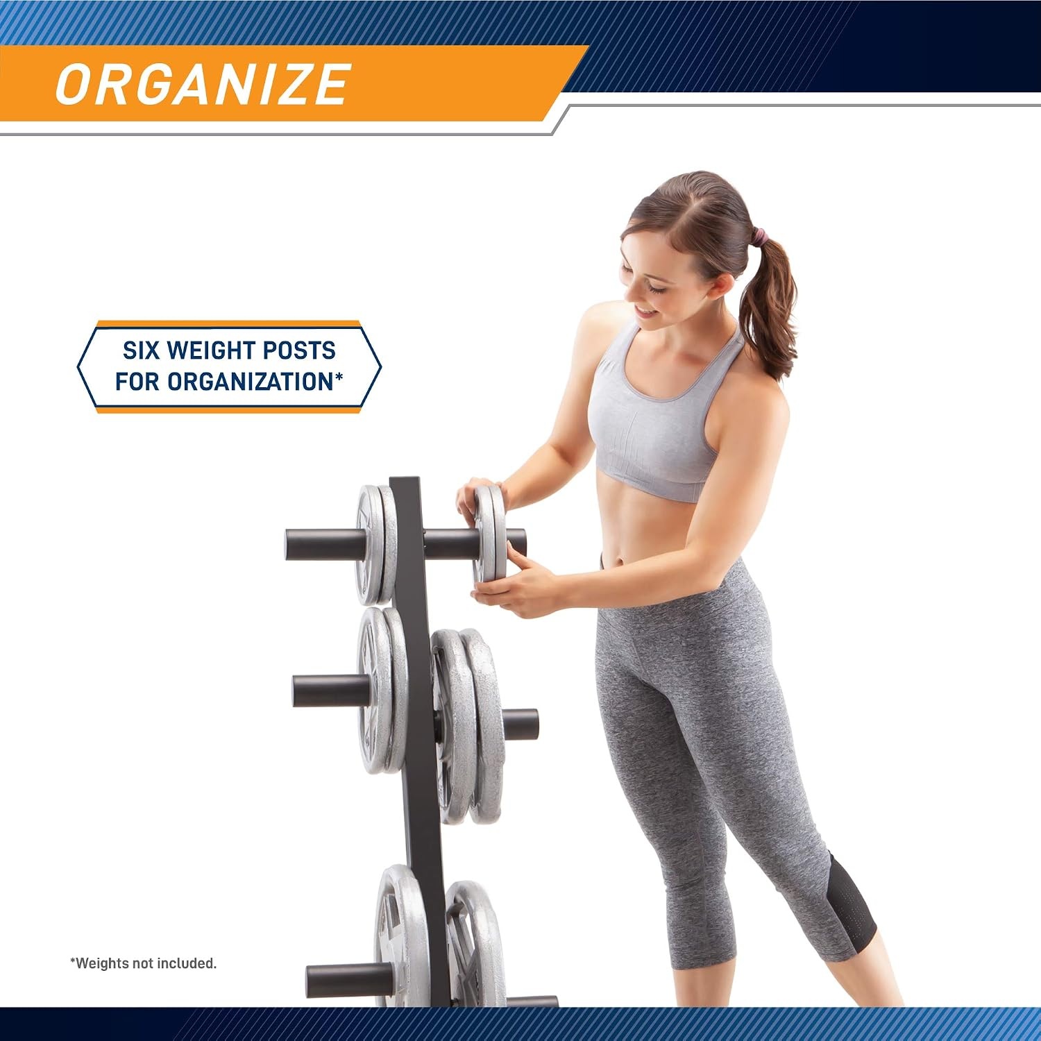 Marcy Olympic Weight Plate Tree for 2-Inch Plates Weight Storage Rack(L-Frame – Black)